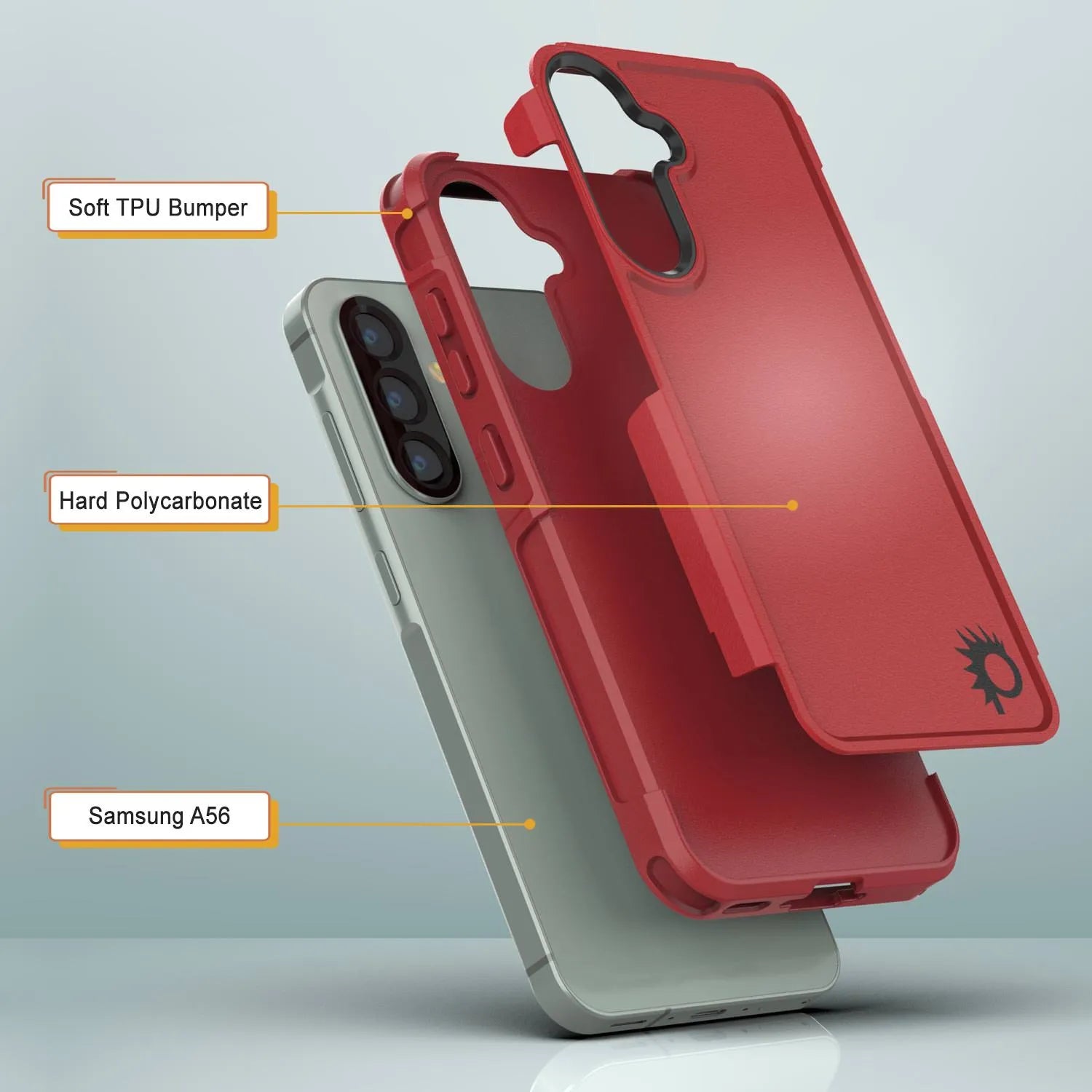 PunkCase Galaxy A56 Case, [Spartan 2.0 Series] Clear Rugged Heavy Duty Cover [Red]