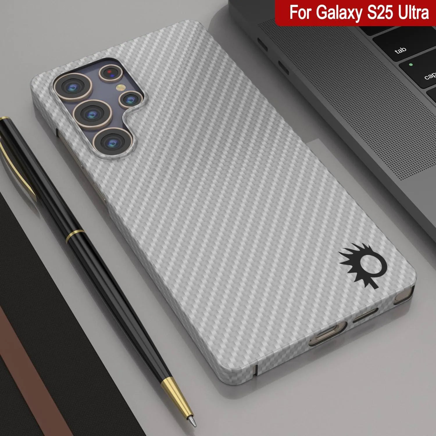Punkcase Galaxy S25 Ultra Carbon Fiber Case [AramidShield Series] Ultra Slim & Light Kevlar [White]