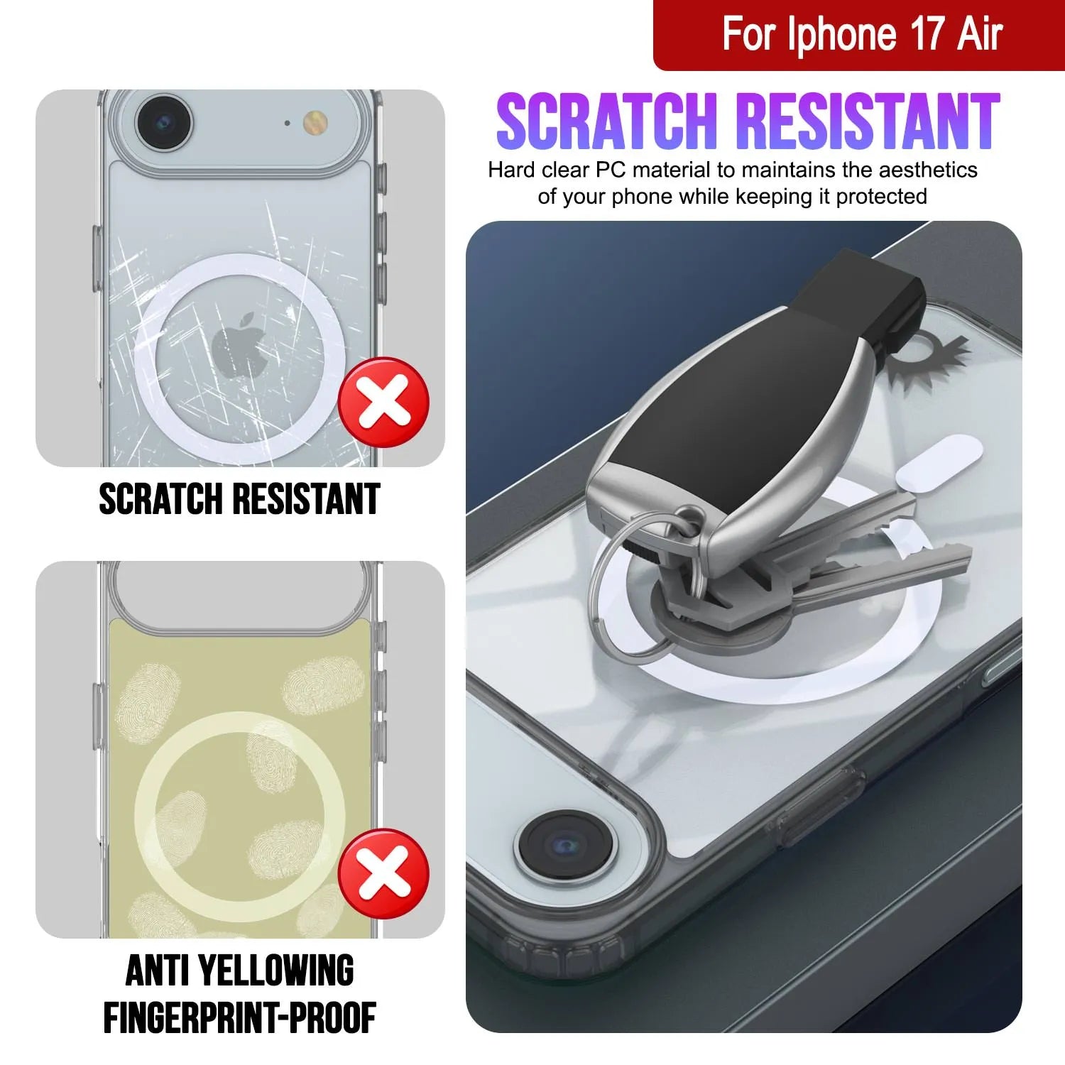 Punkcase iPhone 17 Air Magnetic Wireless Charging Case [ClearMag Series][Black]