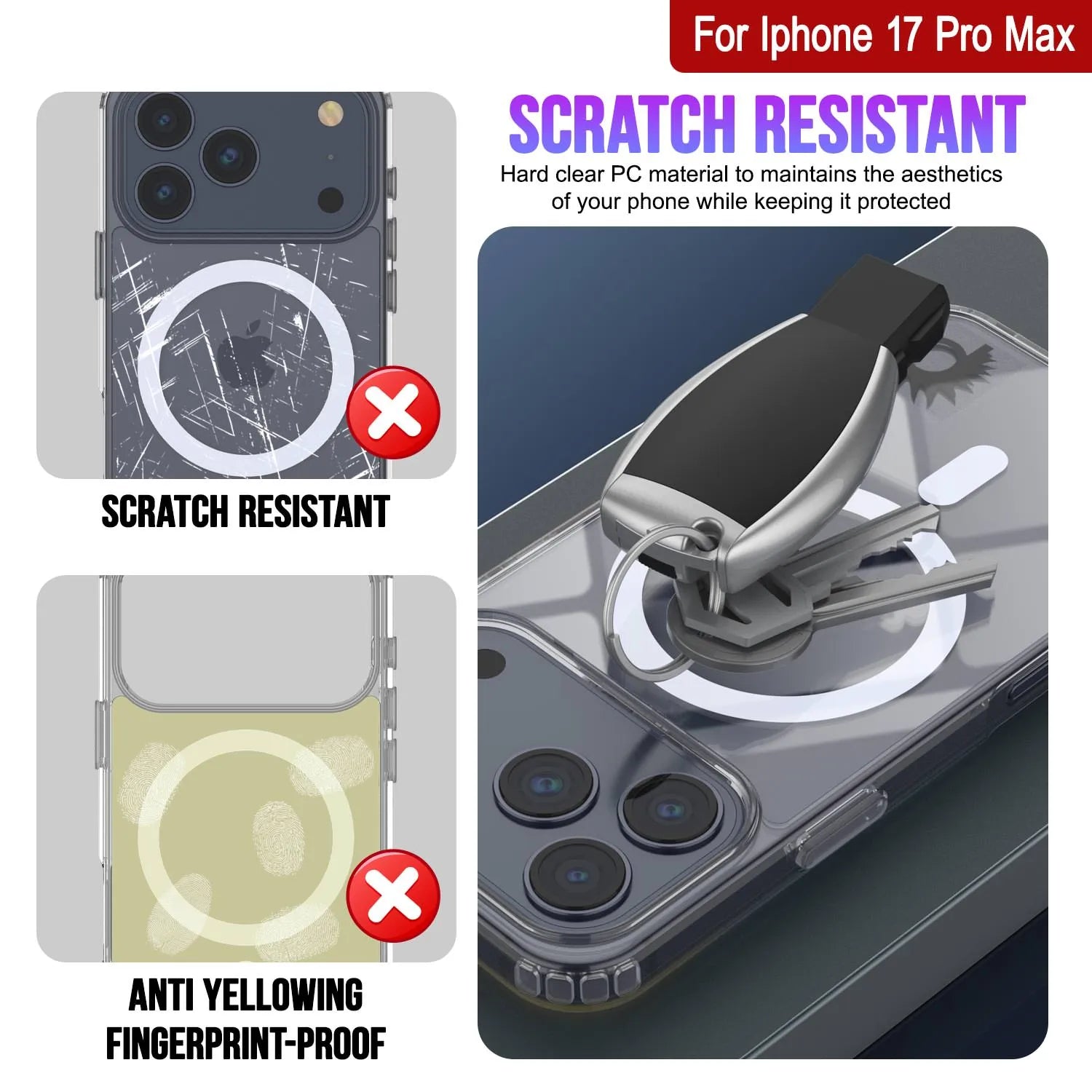 Punkcase iPhone 17 Pro Max Magnetic Wireless Charging Case [ClearMag Series][Clear]