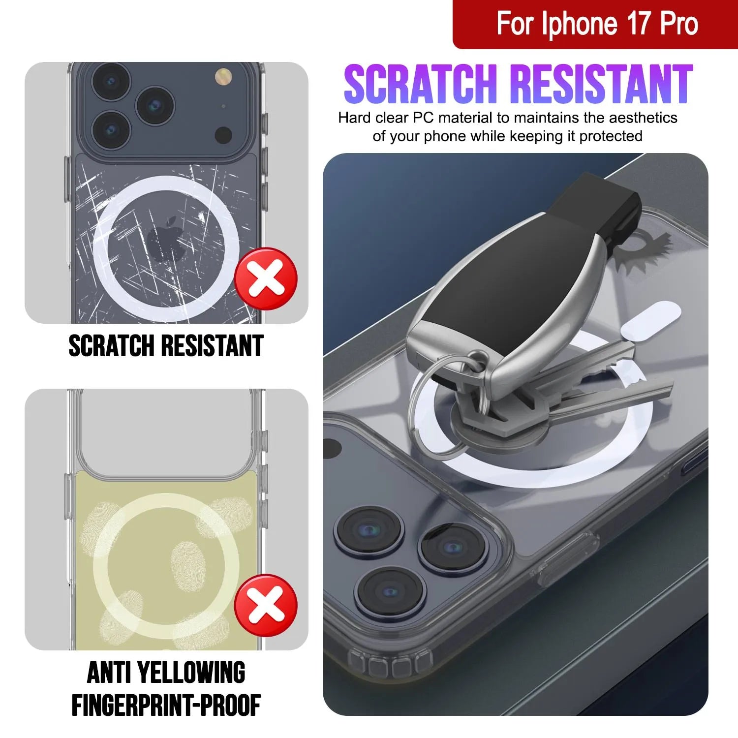 Punkcase iPhone 17 Pro Magnetic Wireless Charging Case [ClearMag Series][Silver]