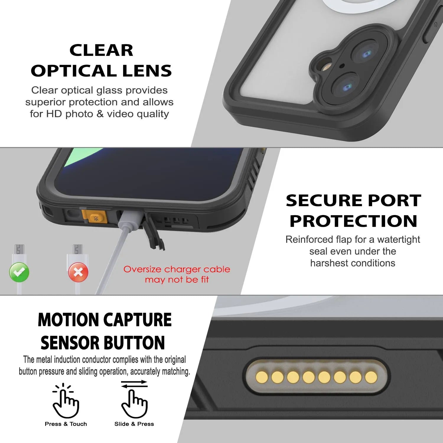 iPhone 17  Waterproof Case, Punkcase [Extreme Mag Series] Armor Cover W/ Built In Screen Protector [Black]