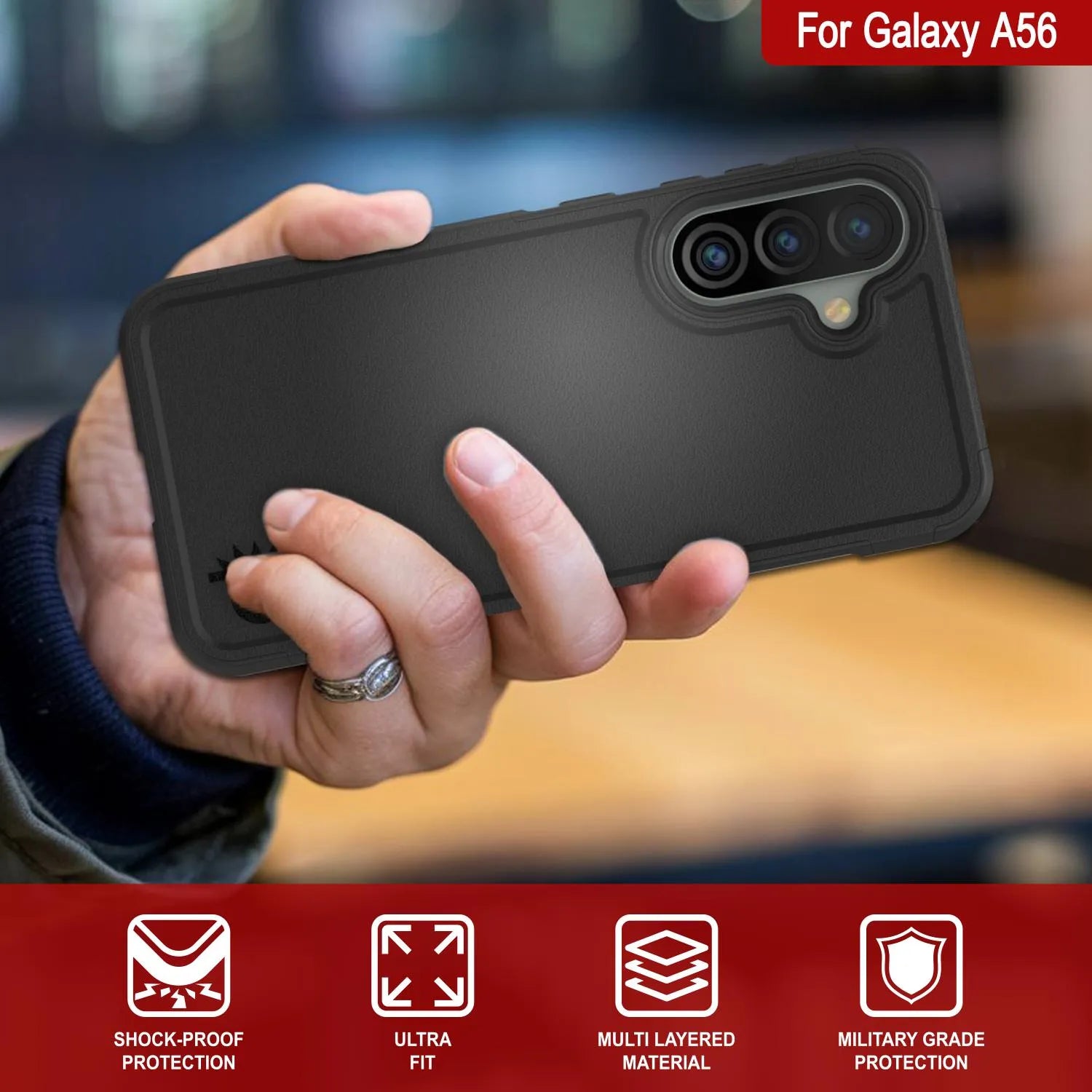 PunkCase Galaxy A56 Case, [Spartan 2.0 Series] Clear Rugged Heavy Duty Cover [Black]