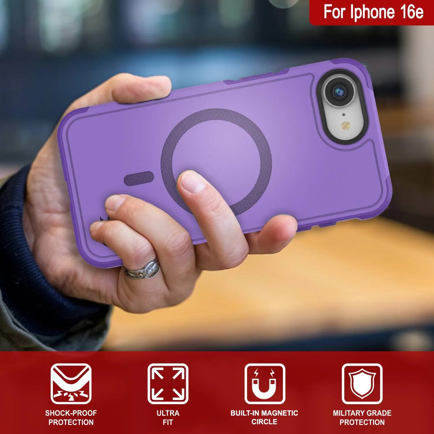 PunkCase iPhone 16e Case, [Spartan 2.0 Series] Clear Rugged Heavy Duty Cover W/Built in Screen Protector [purple]