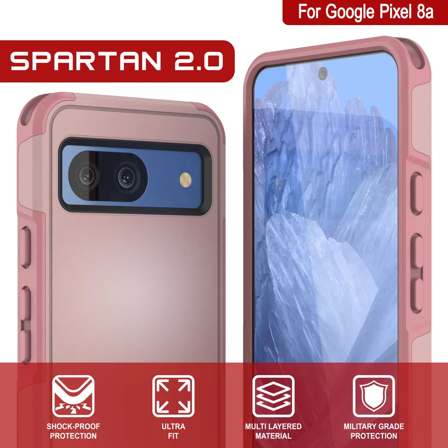 PunkCase Google Pixel 9 Pro XL Case, [Spartan 2.0 Series] Clear Rugged Heavy Duty Cover W/Built in Screen Protector [Pink]