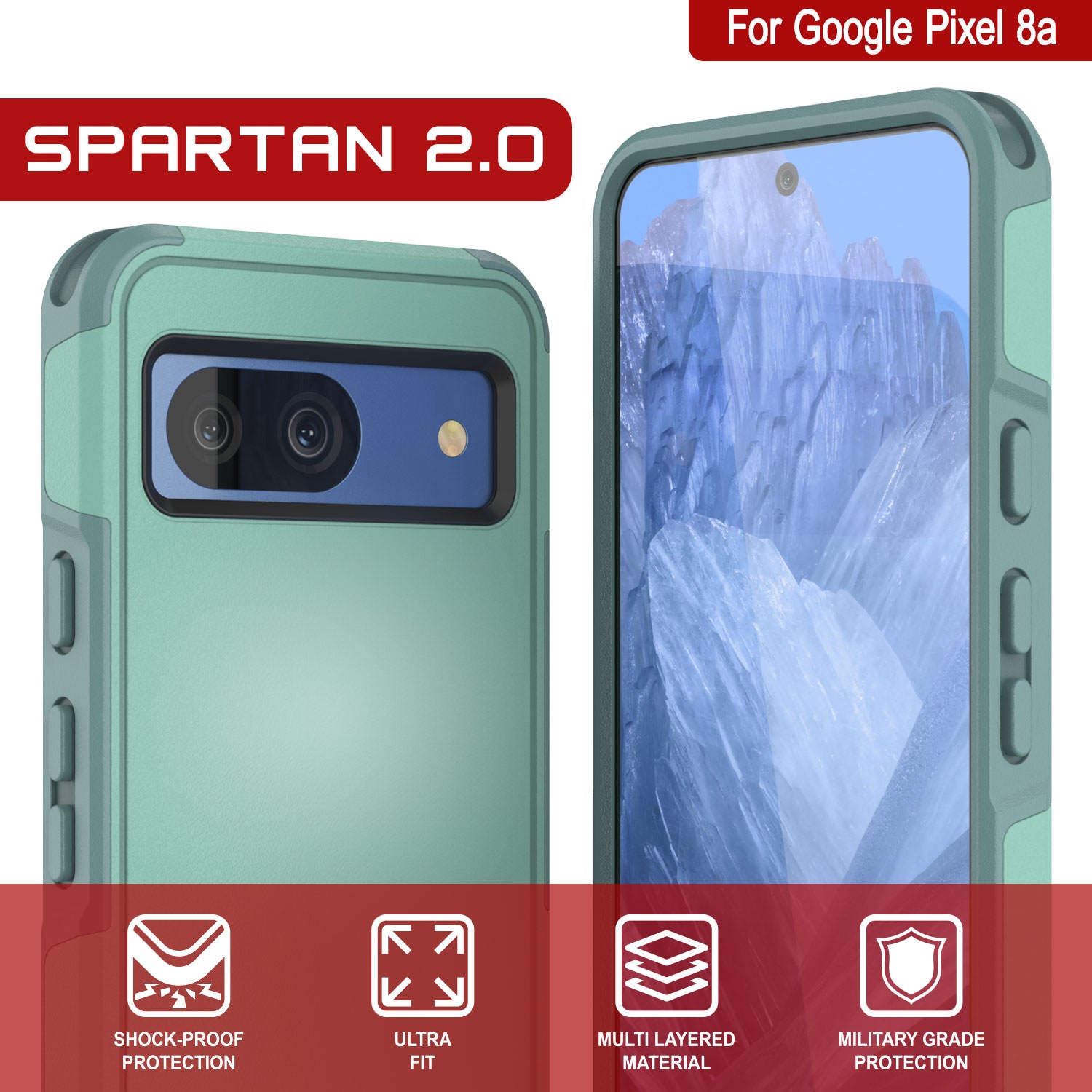 PunkCase Google Pixel 9 Pro XL Case, [Spartan 2.0 Series] Clear Rugged Heavy Duty Cover W/Built in Screen Protector [Teal]