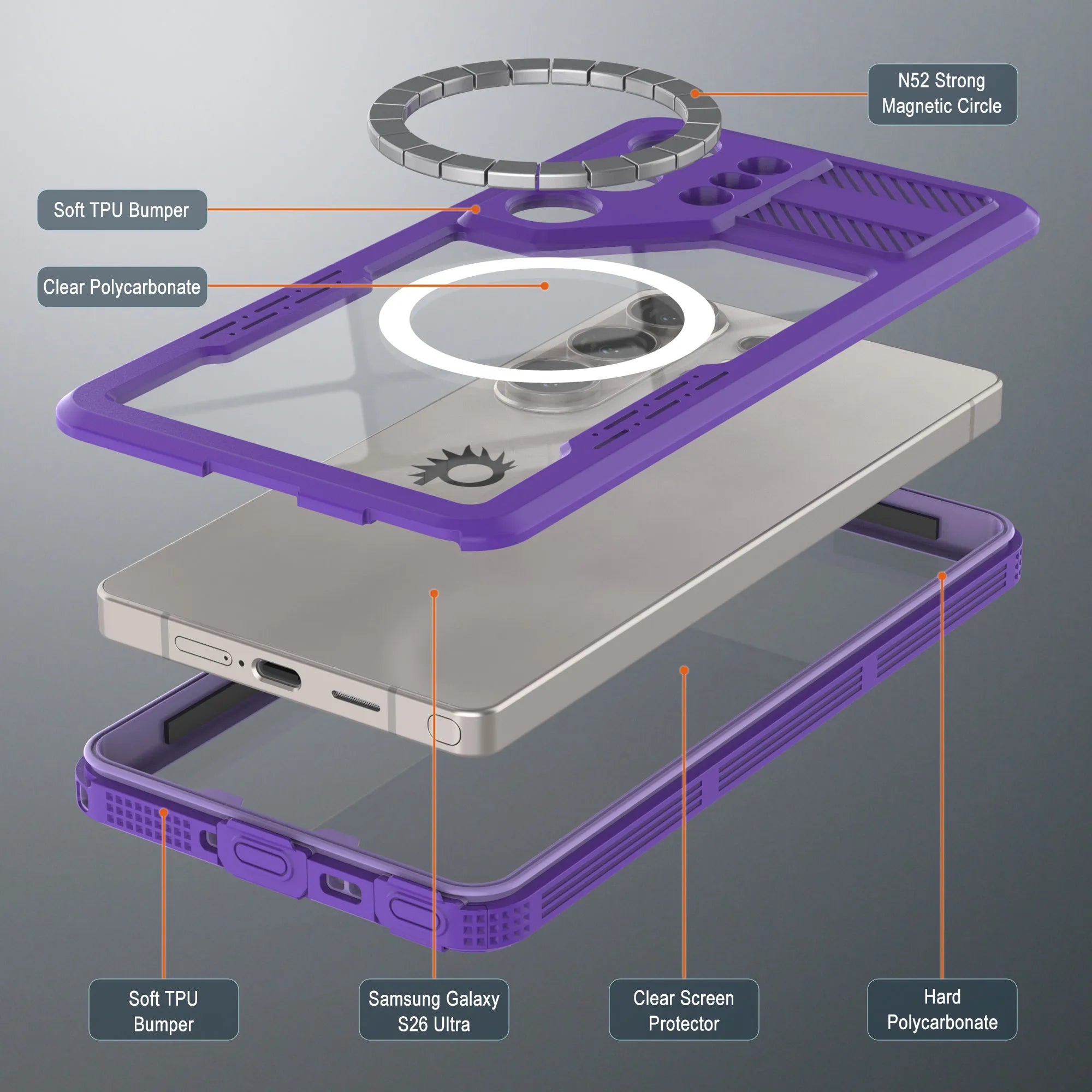 Galaxy S26 Ultra Waterproof Case [Alpine 2.0 Series] [Slim Fit] [IP68 Certified] [Shockproof] [Purple]