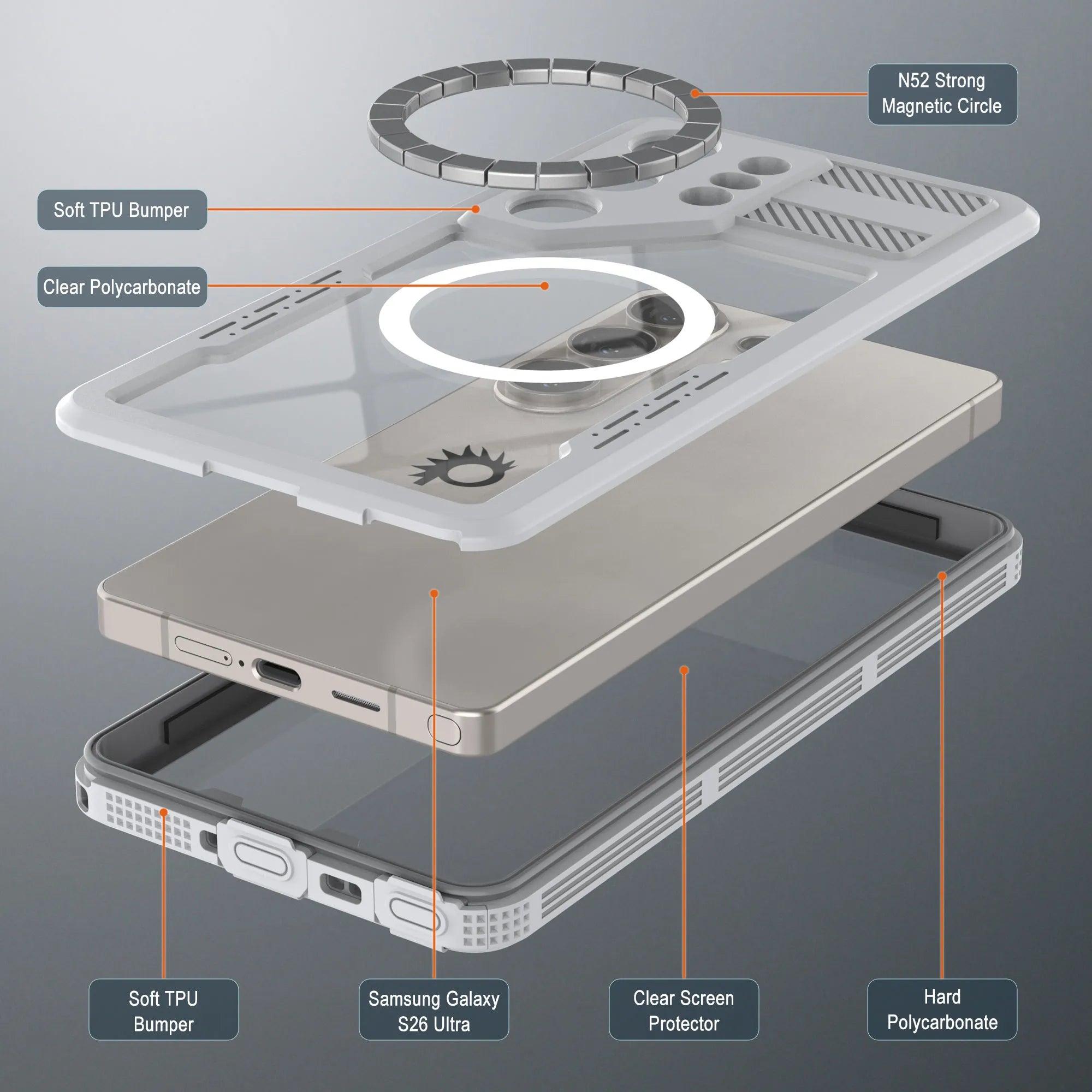 Galaxy S26 Ultra Waterproof Case [Alpine 2.0 Series] [Slim Fit] [IP68 Certified] [Shockproof] [White]
