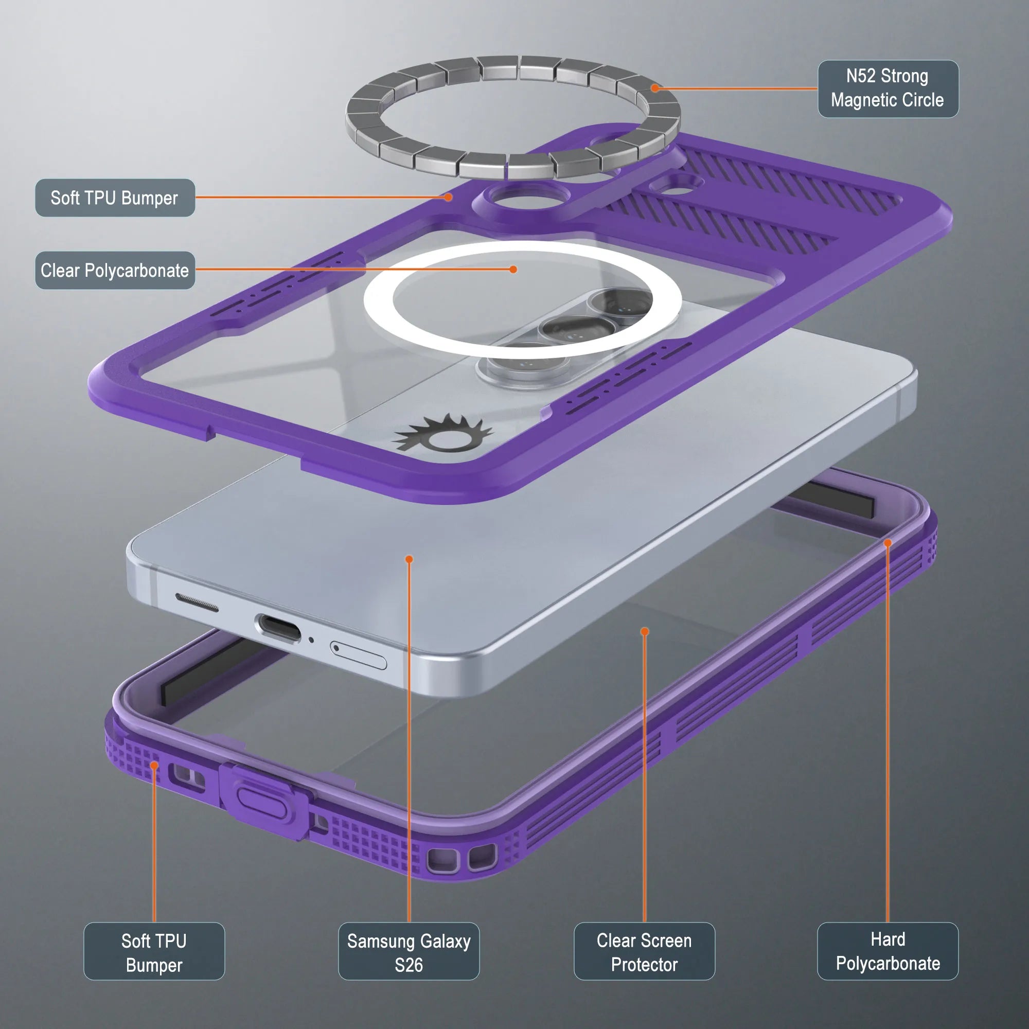Galaxy S26 Waterproof Case [Alpine 2.0 Series] [Slim Fit] [IP68 Certified] [Shockproof] [Purple]