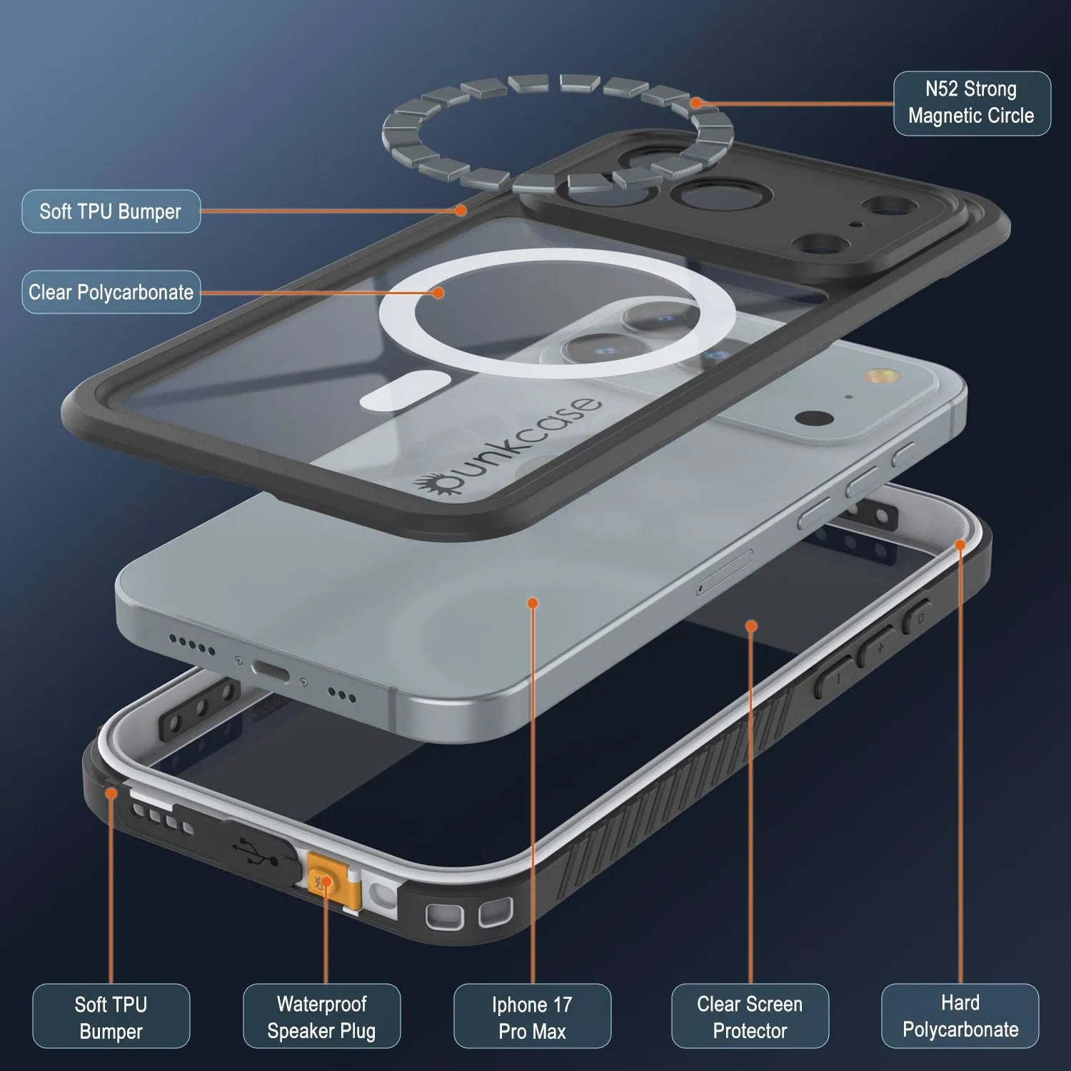 iPhone 14 Pro Max Waterproof Case, [Extreme Mag Series] Armor Cover w/ Built in Screen Protector [Black