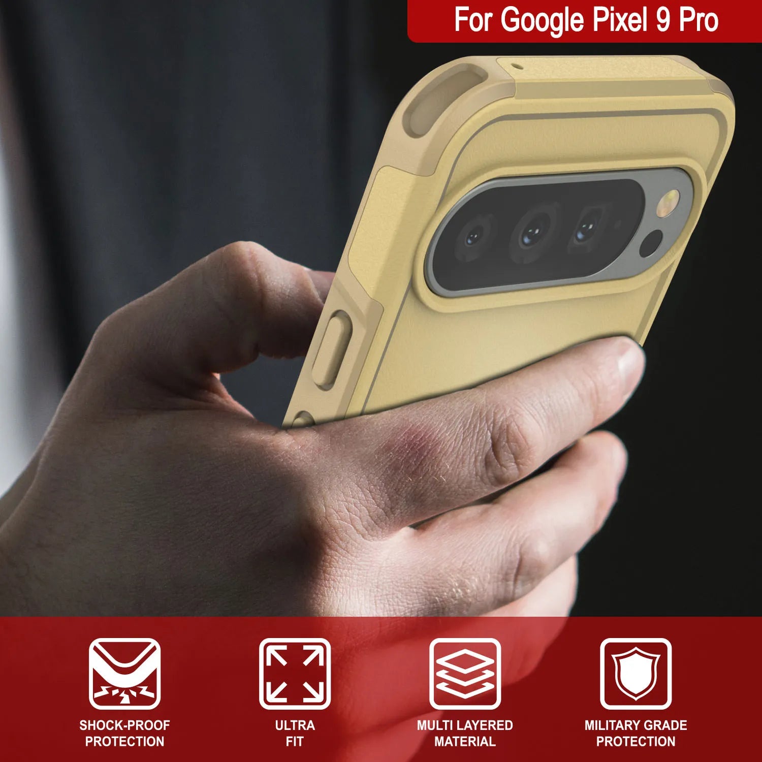 PunkCase Google Pixel 9 Pro Case, [Spartan 2.0 Series] Clear Rugged Heavy Duty Cover W/Built in Screen Protector [Yellow]