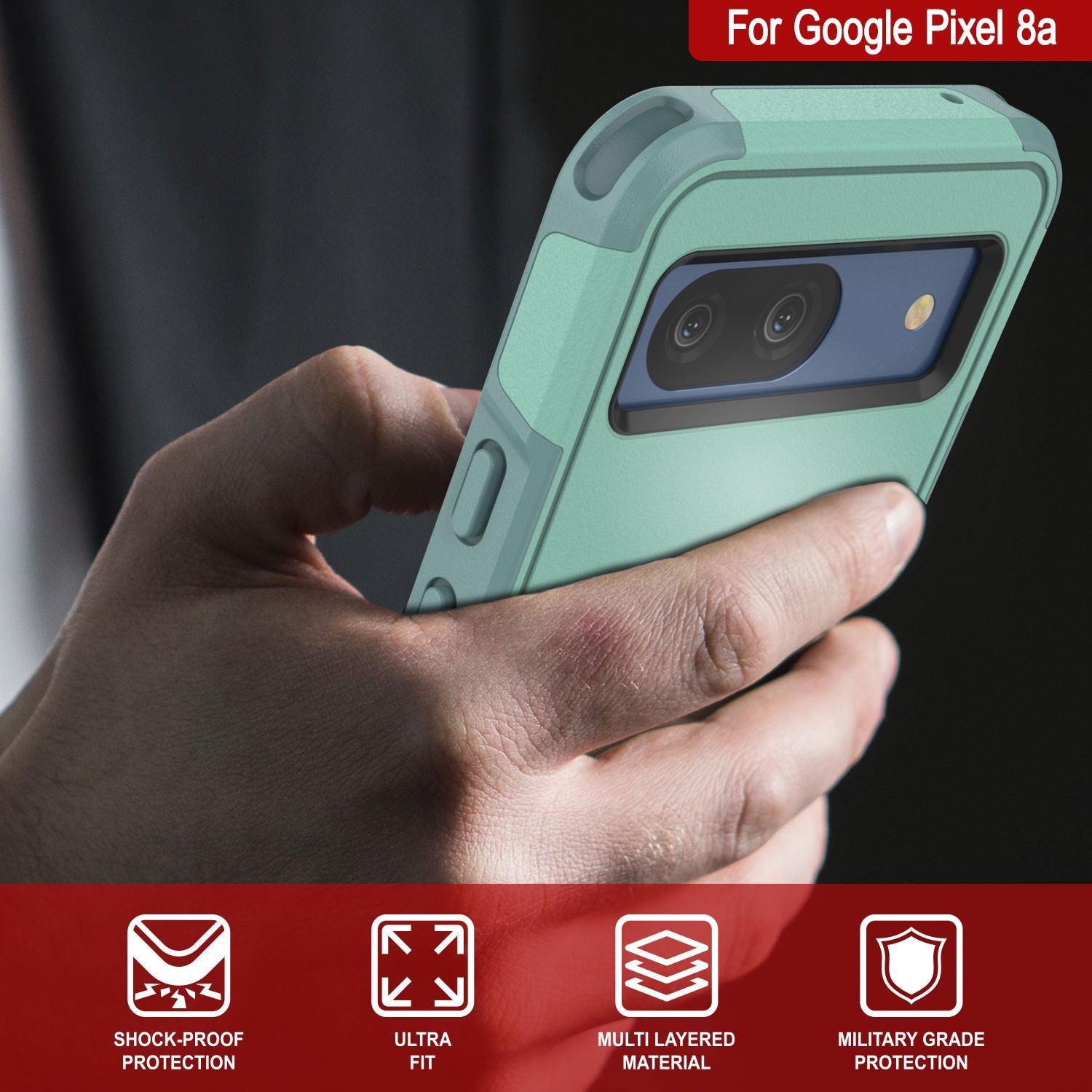 PunkCase Google Pixel 9 Pro Case, [Spartan 2.0 Series] Clear Rugged Heavy Duty Cover W/Built in Screen Protector [Teal]