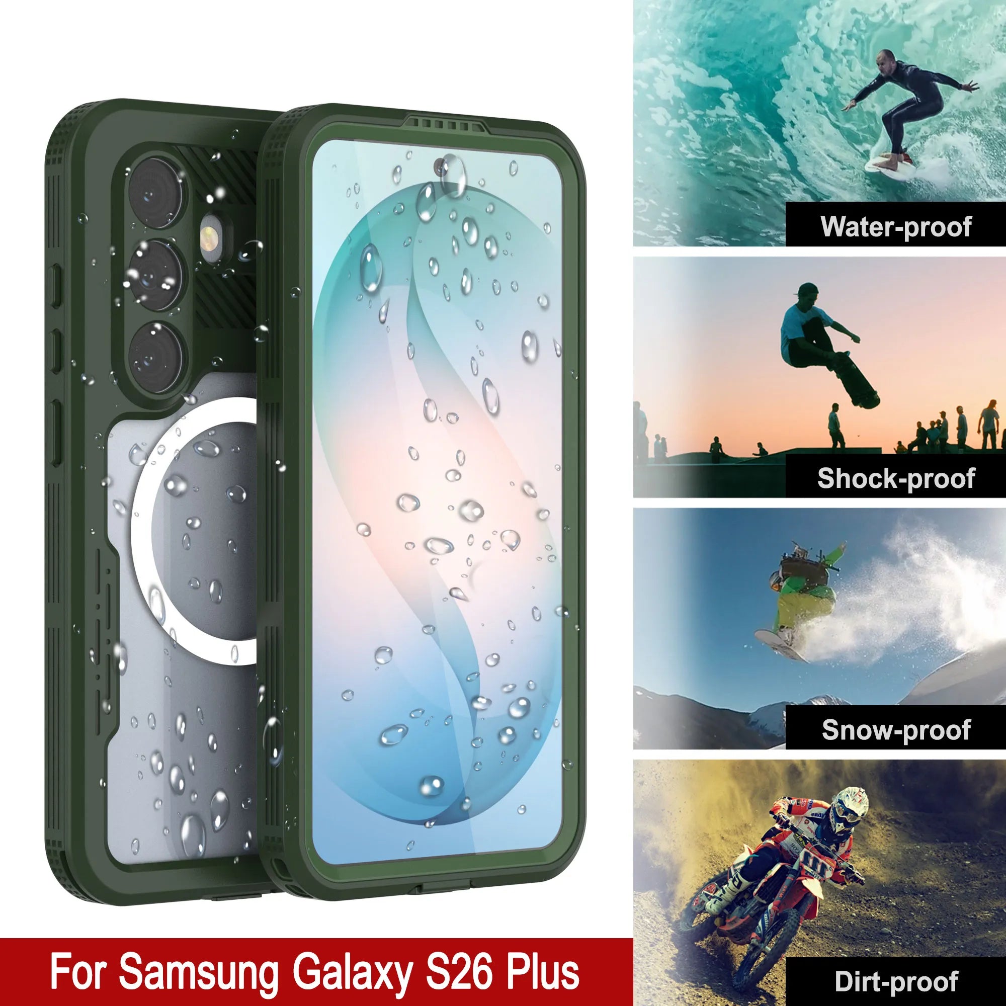 Galaxy S26+ Plus Waterproof Case [Alpine 2.0 Series] [Slim Fit] [IP68 Certified] [Shockproof] [Green]