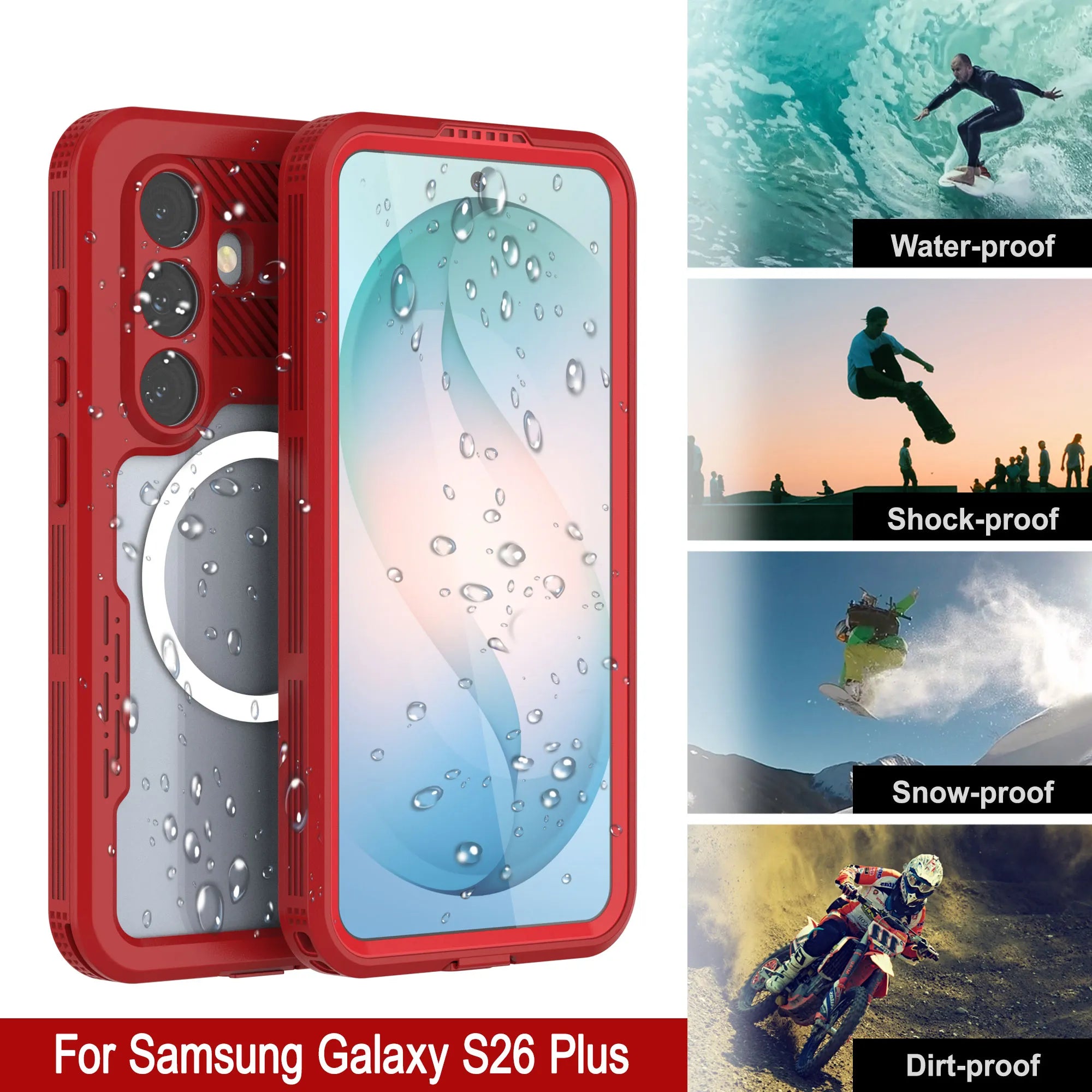Galaxy S26+ Plus Waterproof Case [Alpine 2.0 Series] [Slim Fit] [IP68 Certified] [Shockproof] [Red]