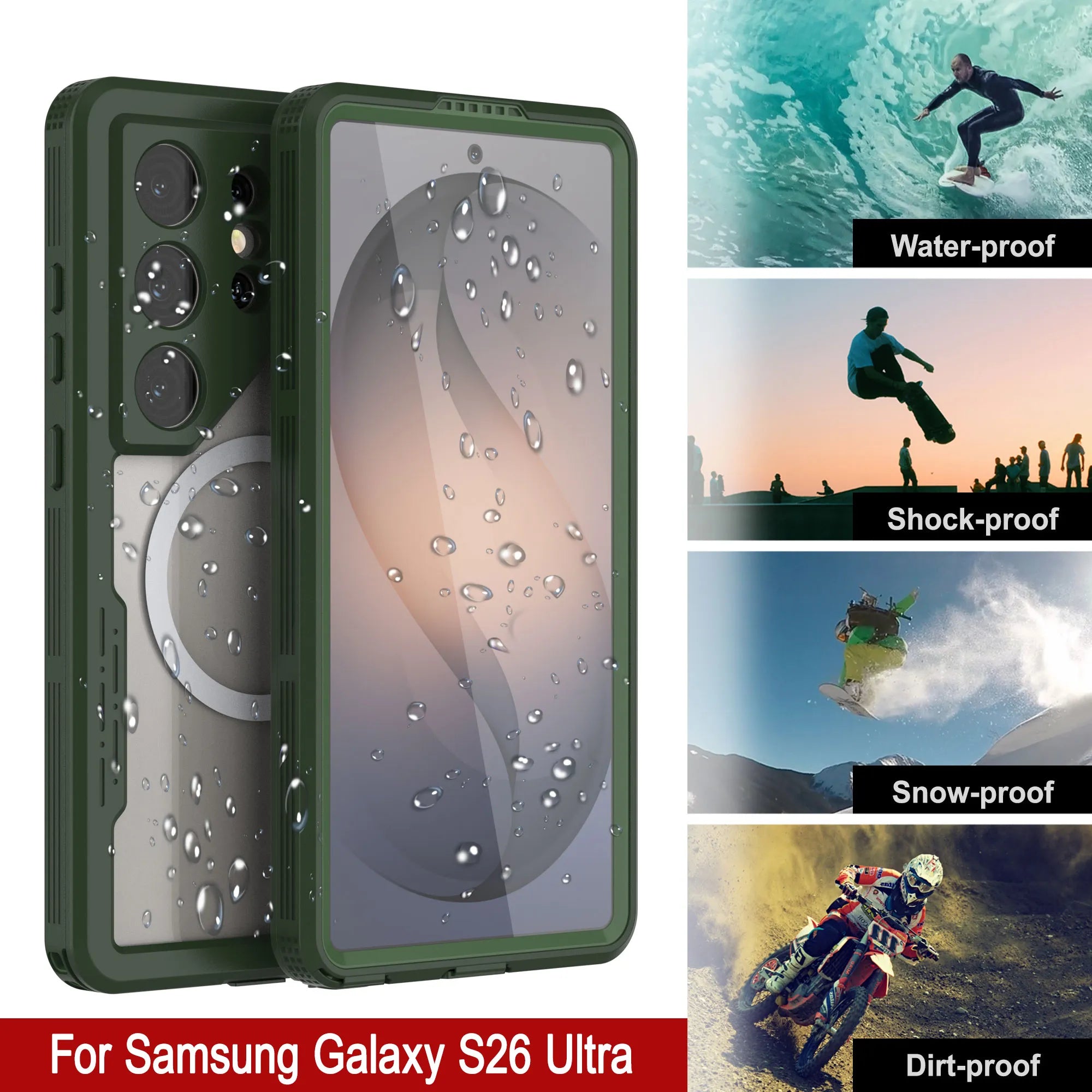 Galaxy S26 Ultra Waterproof Case [Alpine 2.0 Series] [Slim Fit] [IP68 Certified] [Shockproof] [Green]