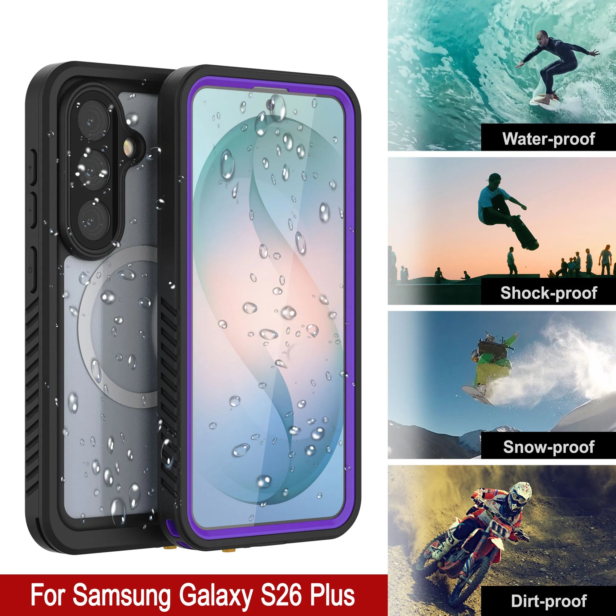 Galaxy S26 Plus Waterproof Case, Punkcase [Extreme Mag Series] Armor Cover W/ Built In Screen Protector [Purple]