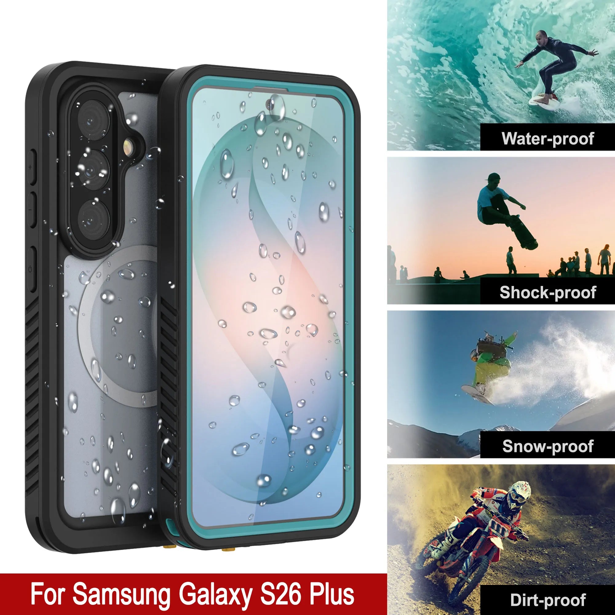 Galaxy S26 Plus Waterproof Case, Punkcase [Extreme Mag Series] Armor Cover W/ Built In Screen Protector [Teal]