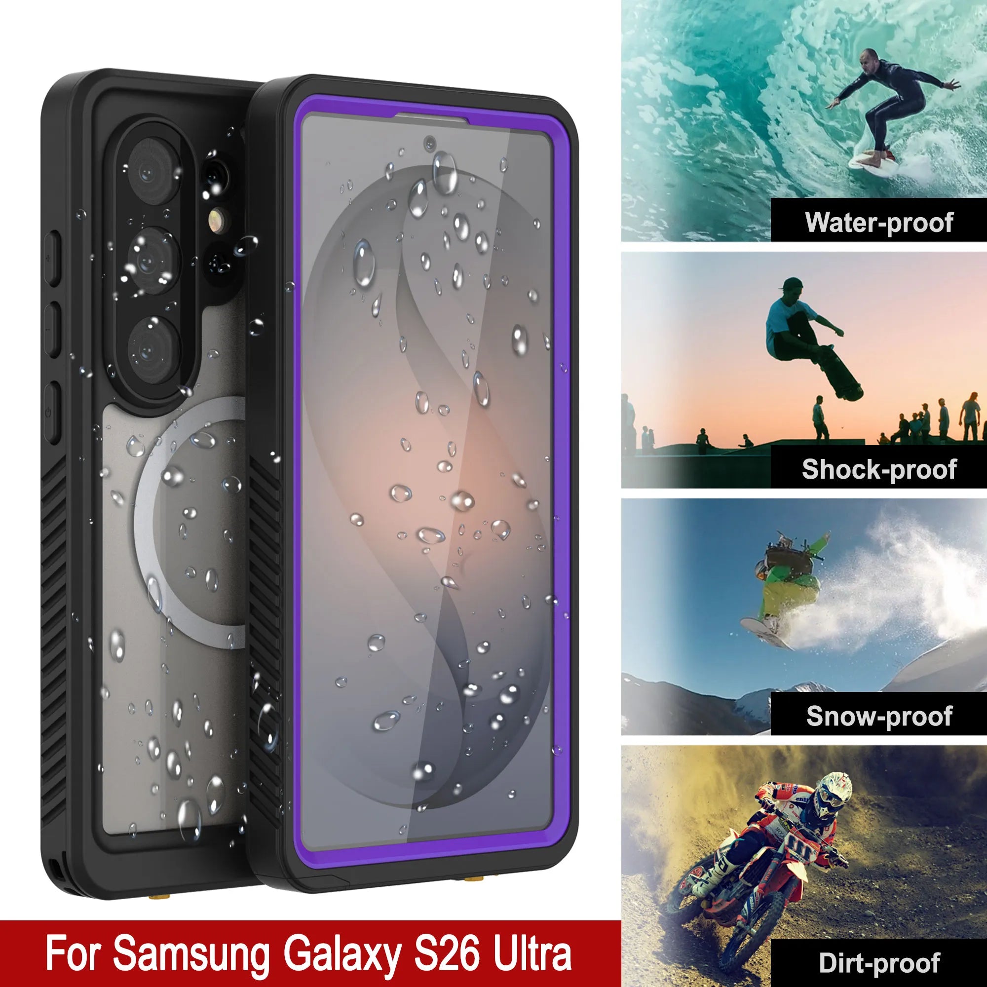 Galaxy S26 Ultra Waterproof Case, Punkcase [Extreme Mag Series] Armor Cover W/ Built In Screen Protector [Grey]