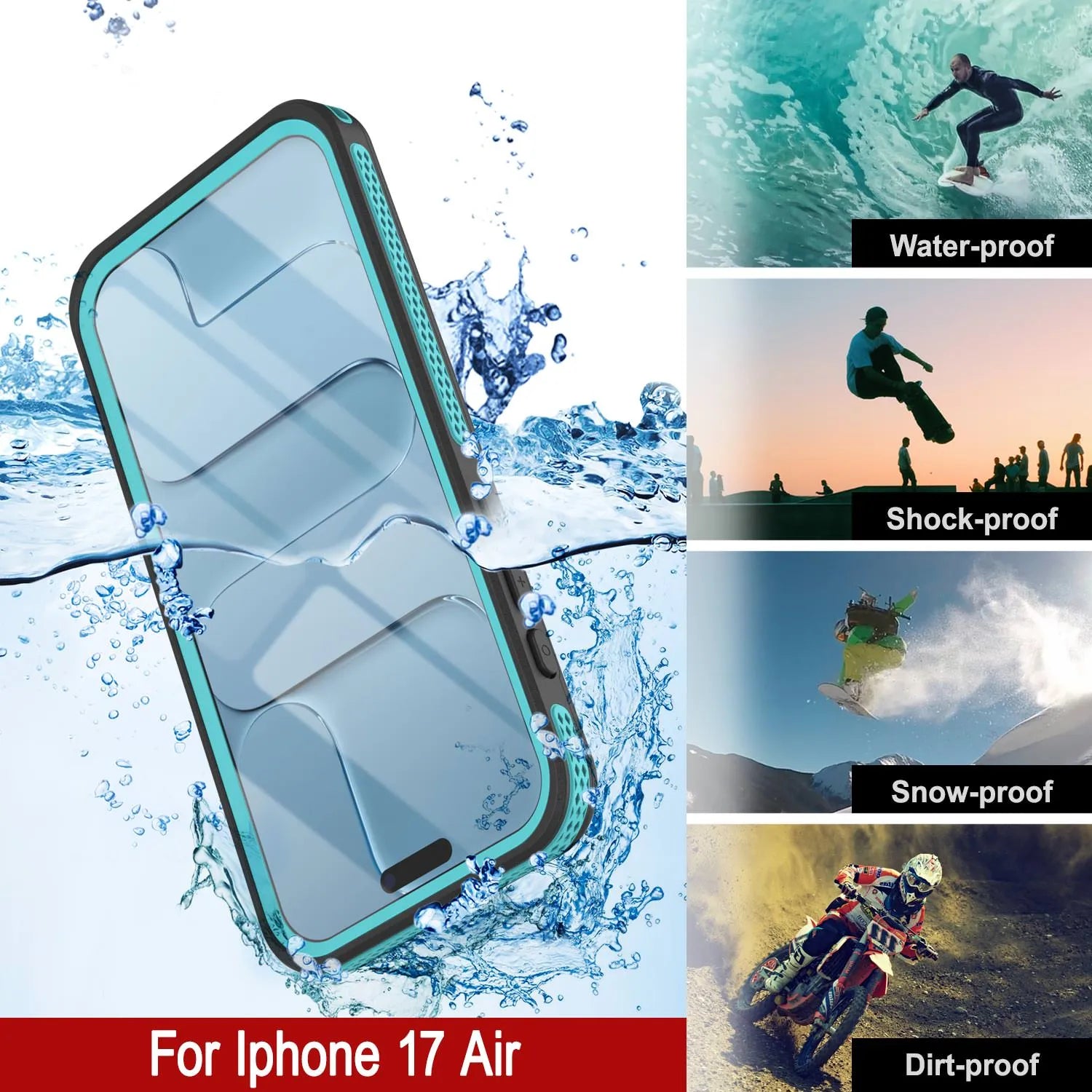 iPhone 17 Air Waterproof Case [Kickstud 2.0 Series] Protective IP68 Cover W/Screen Protector & Kickstand [Teal]
