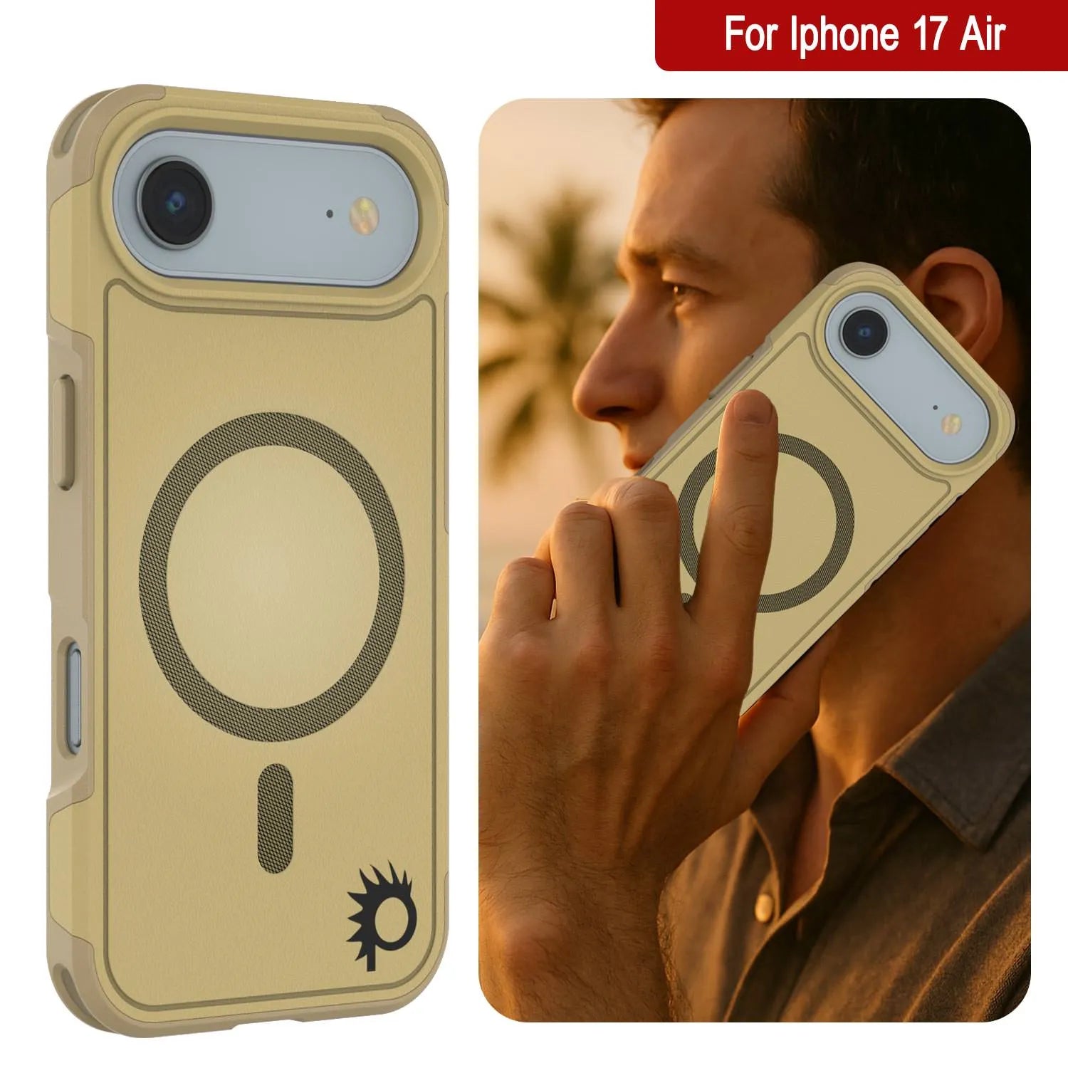 PunkCase iPhone 17 Air Case, [Spartan 2.0 Series] Clear Rugged Heavy Duty Cover W/Built in Screen Protector [yellow]