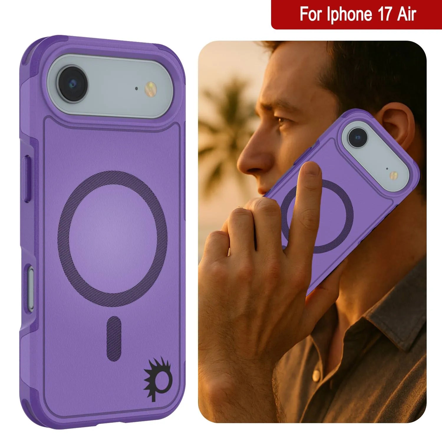 PunkCase iPhone 17 Air Case, [Spartan 2.0 Series] Clear Rugged Heavy Duty Cover W/Built in Screen Protector [purple]