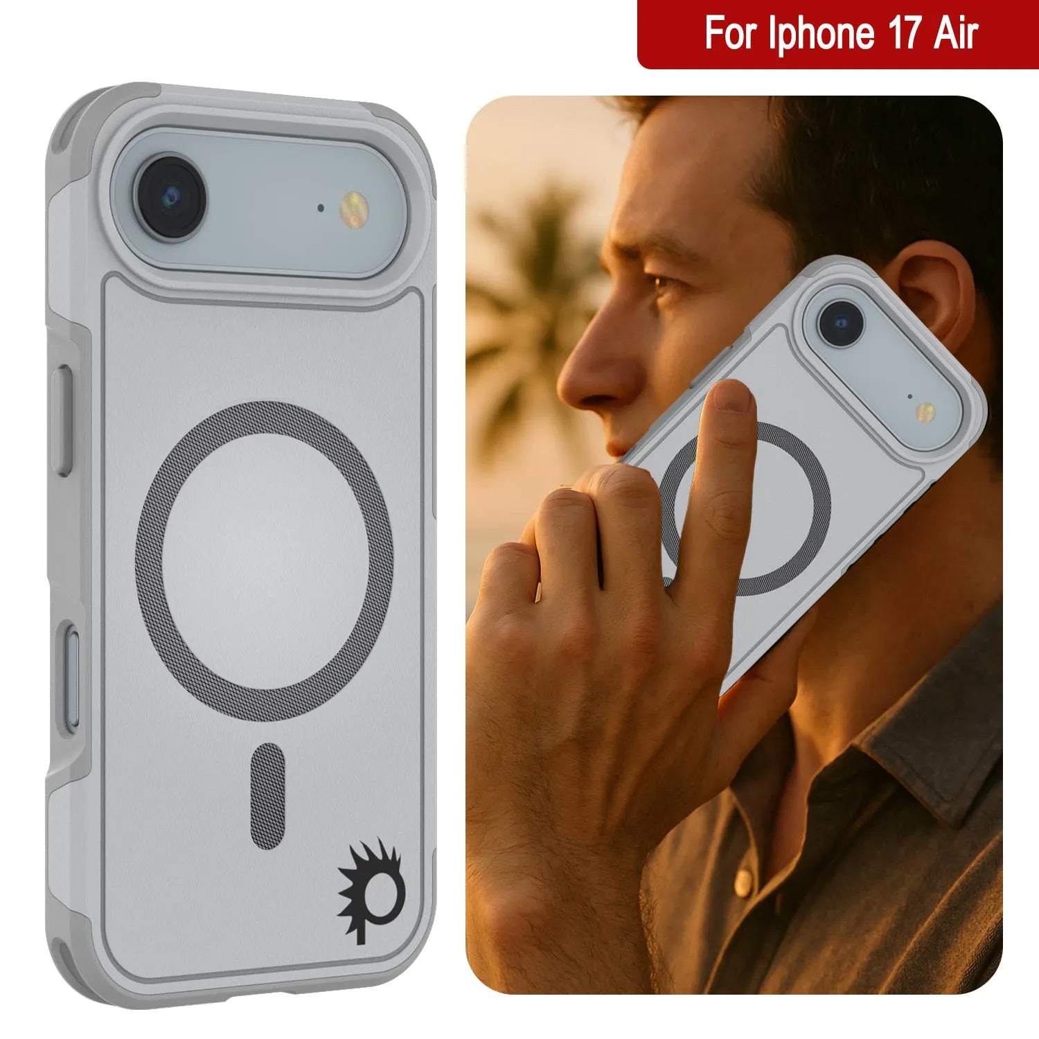 PunkCase iPhone 17 Air Case, [Spartan 2.0 Series] Clear Rugged Heavy Duty Cover W/Built in Screen Protector [white]