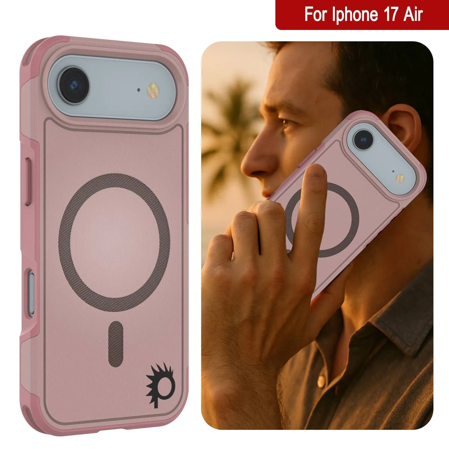 PunkCase iPhone 17 Air Case, [Spartan 2.0 Series] Clear Rugged Heavy Duty Cover W/Built in Screen Protector [pink]