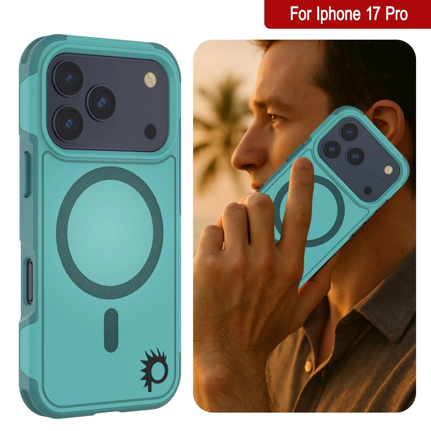 PunkCase iPhone 17 Pro Case, [Spartan 2.0 Series] Clear Rugged Heavy Duty Cover W/Built in Screen Protector [Blue]