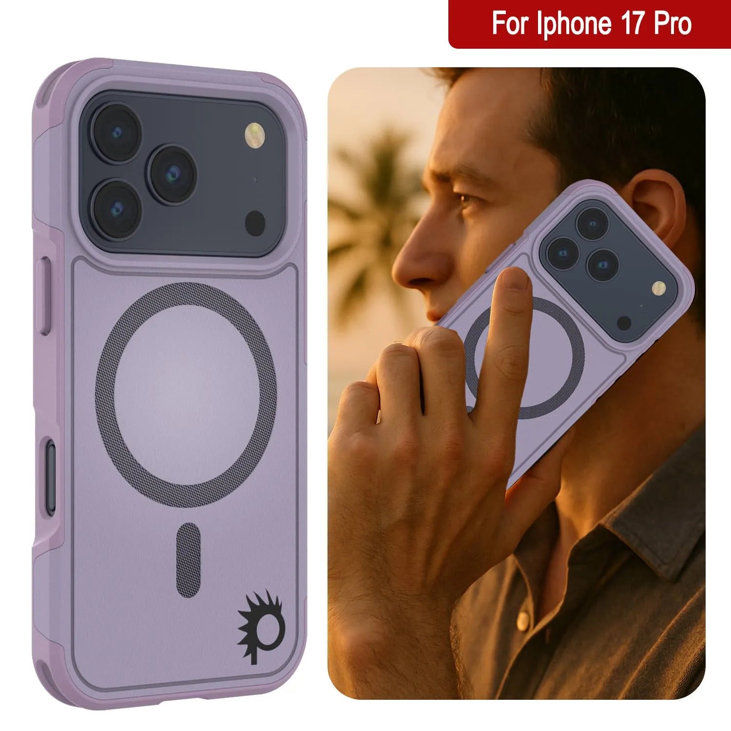 PunkCase iPhone 17 Pro Case, [Spartan 2.0 Series] Clear Rugged Heavy Duty Cover W/Built in Screen Protector [lilac]