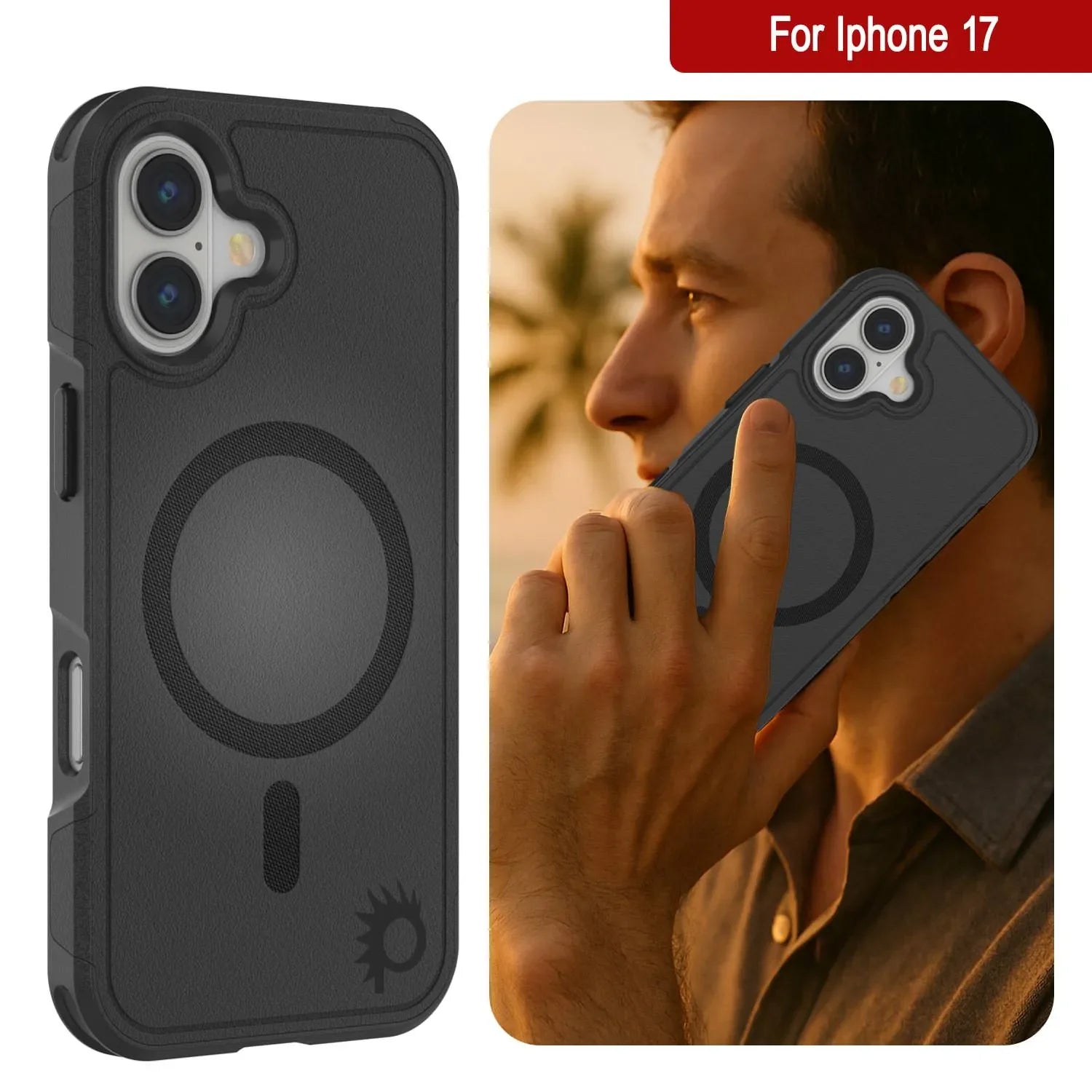 PunkCase iPhone 17 Case, [Spartan 2.0 Series] Clear Rugged Heavy Duty Cover W/Built in Screen Protector [Black]