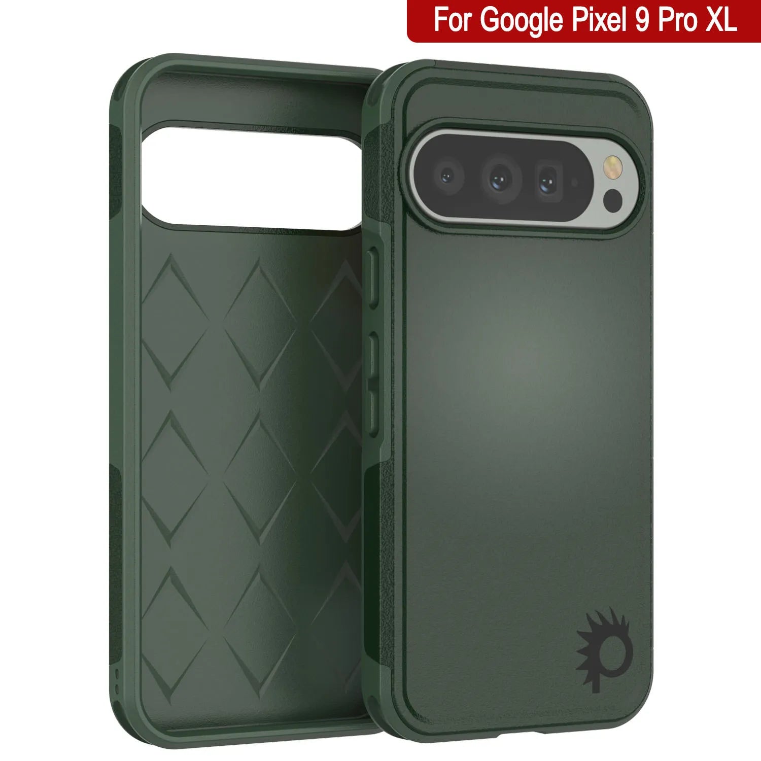 PunkCase Google Pixel 9 Pro XL Case, [Spartan 2.0 Series] Clear Rugged Heavy Duty Cover W/Built in Screen Protector [Dark Green]
