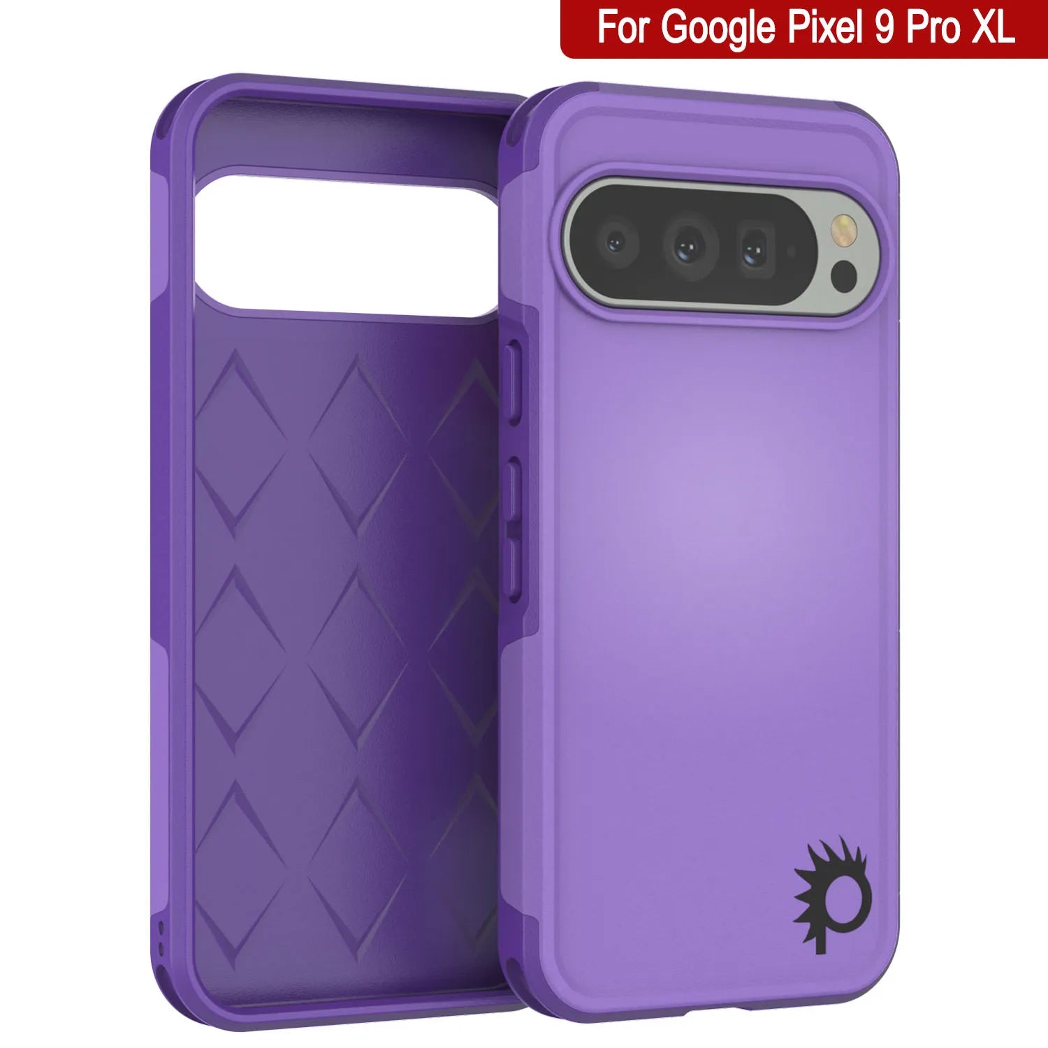PunkCase Google Pixel 9 Pro XL Case, [Spartan 2.0 Series] Clear Rugged Heavy Duty Cover W/Built in Screen Protector [Purple]
