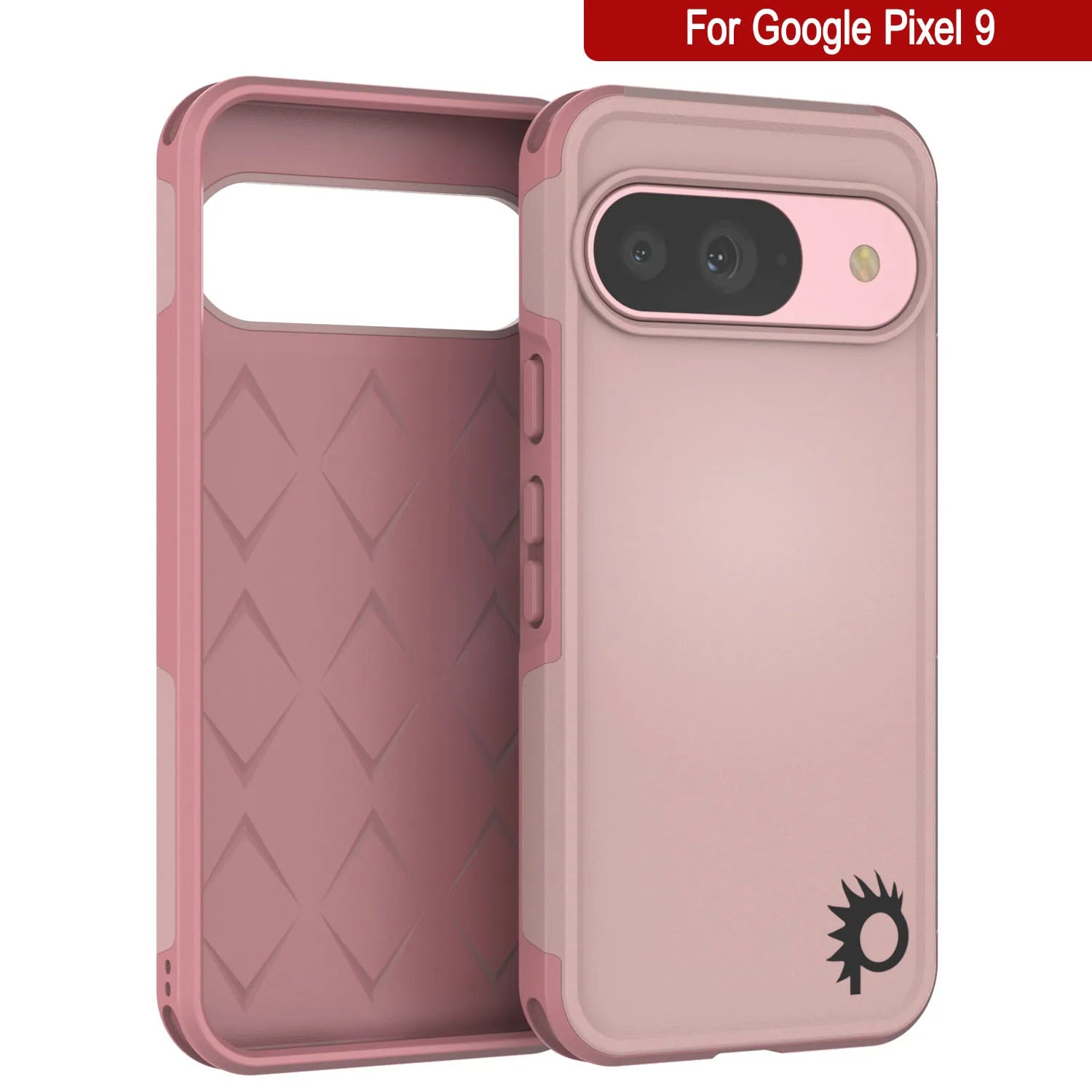 PunkCase Google Pixel 9 Case, [Spartan 2.0 Series] Clear Rugged Heavy Duty Cover W/Built in Screen Protector [Pink]