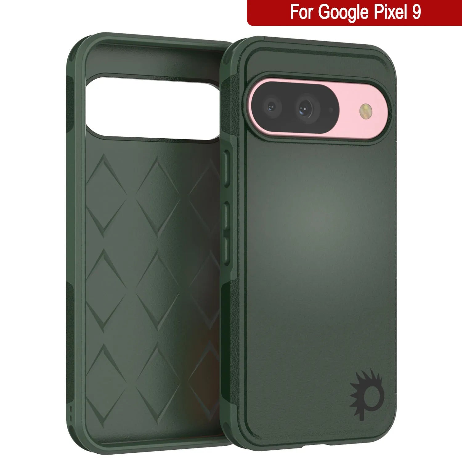 PunkCase Google Pixel 9 Case, [Spartan 2.0 Series] Clear Rugged Heavy Duty Cover W/Built in Screen Protector [Dark Green]