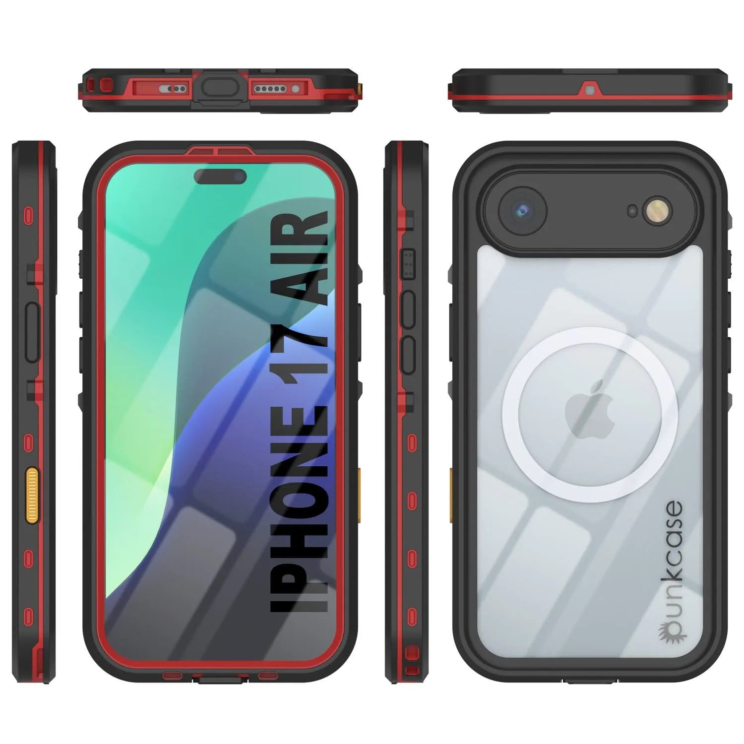 iPhone 17 Air Waterproof IP68 Case, Punkcase [Red] [StudStar Series] [Slim Fit]