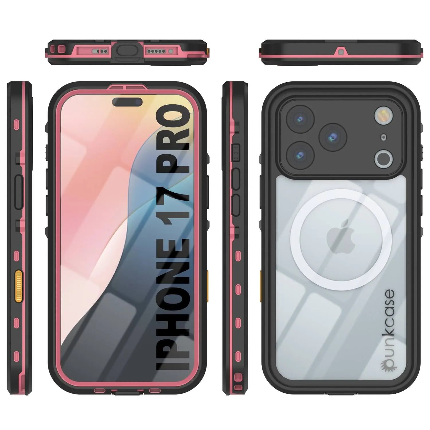 iPhone 17 Pro Waterproof IP68 Case, Punkcase [Pink] [StudStar Series] [Slim Fit] [Dirtproof]
