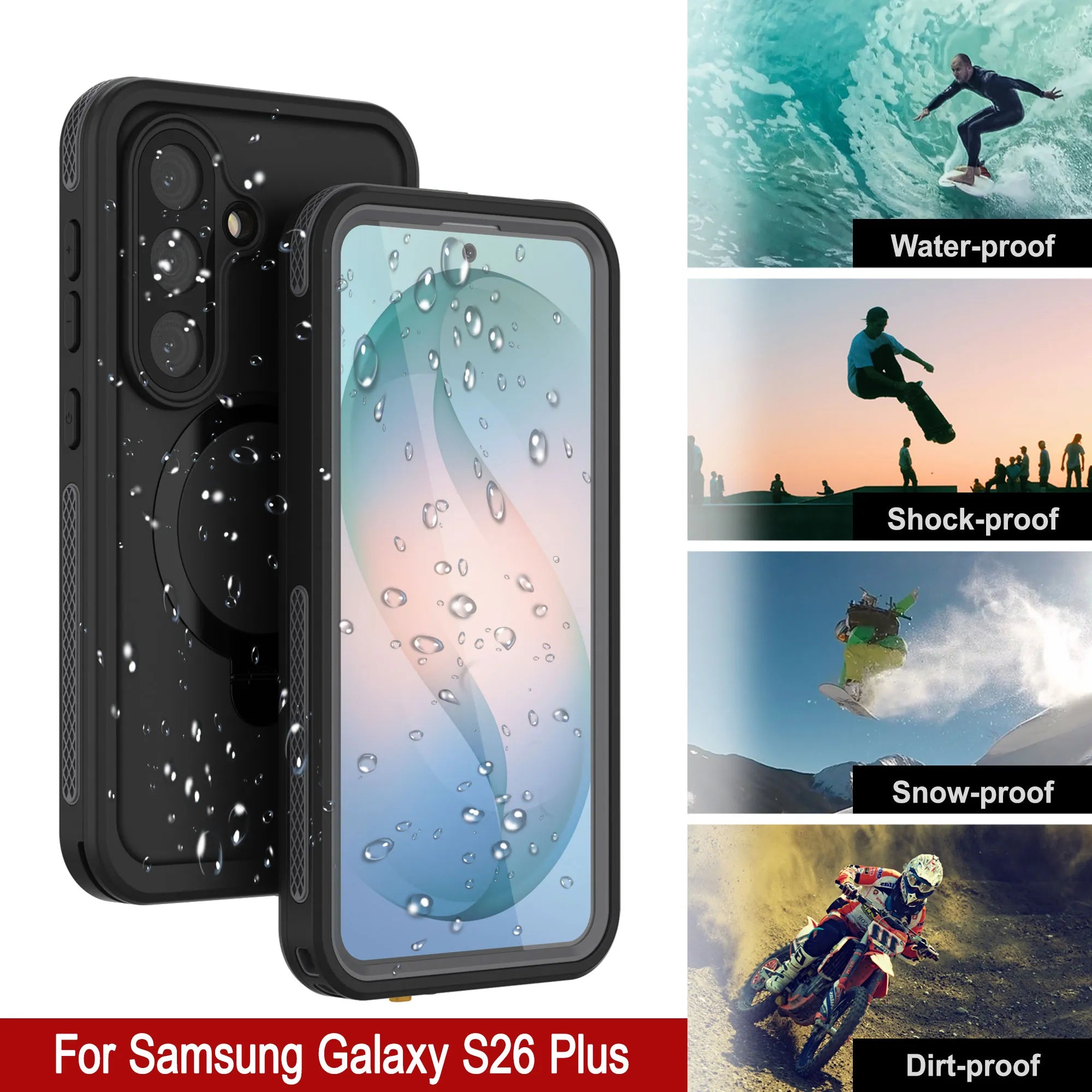 Galaxy S26 Plus Waterproof Case [Kickstud 2.0 Series] Protective IP68 Cover W/Screen Protector & Kickstand [Grey]