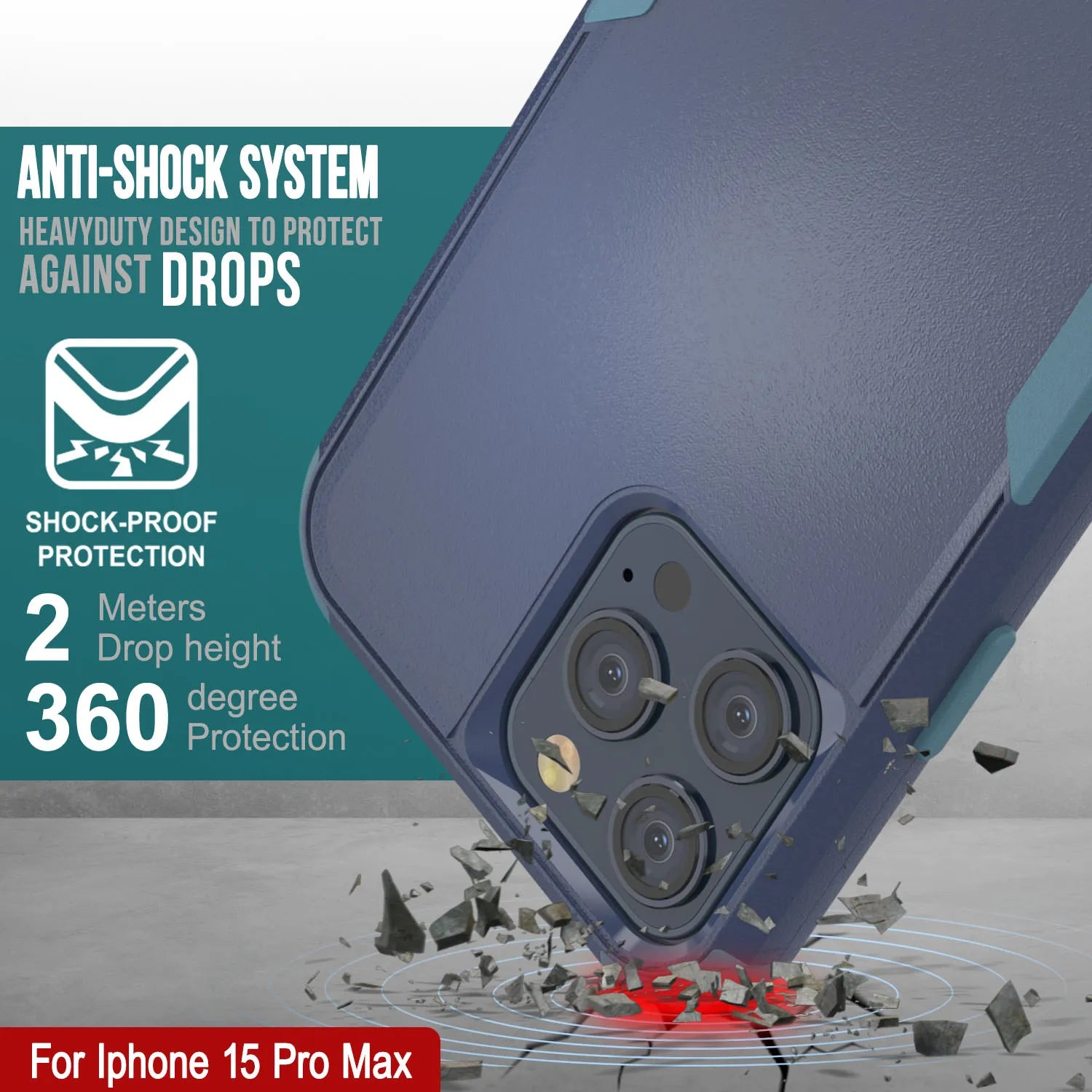 Punkcase for iPhone 15 Pro Max Belt Clip Multilayer Holster Case [Patron Series] [Navy Blue]