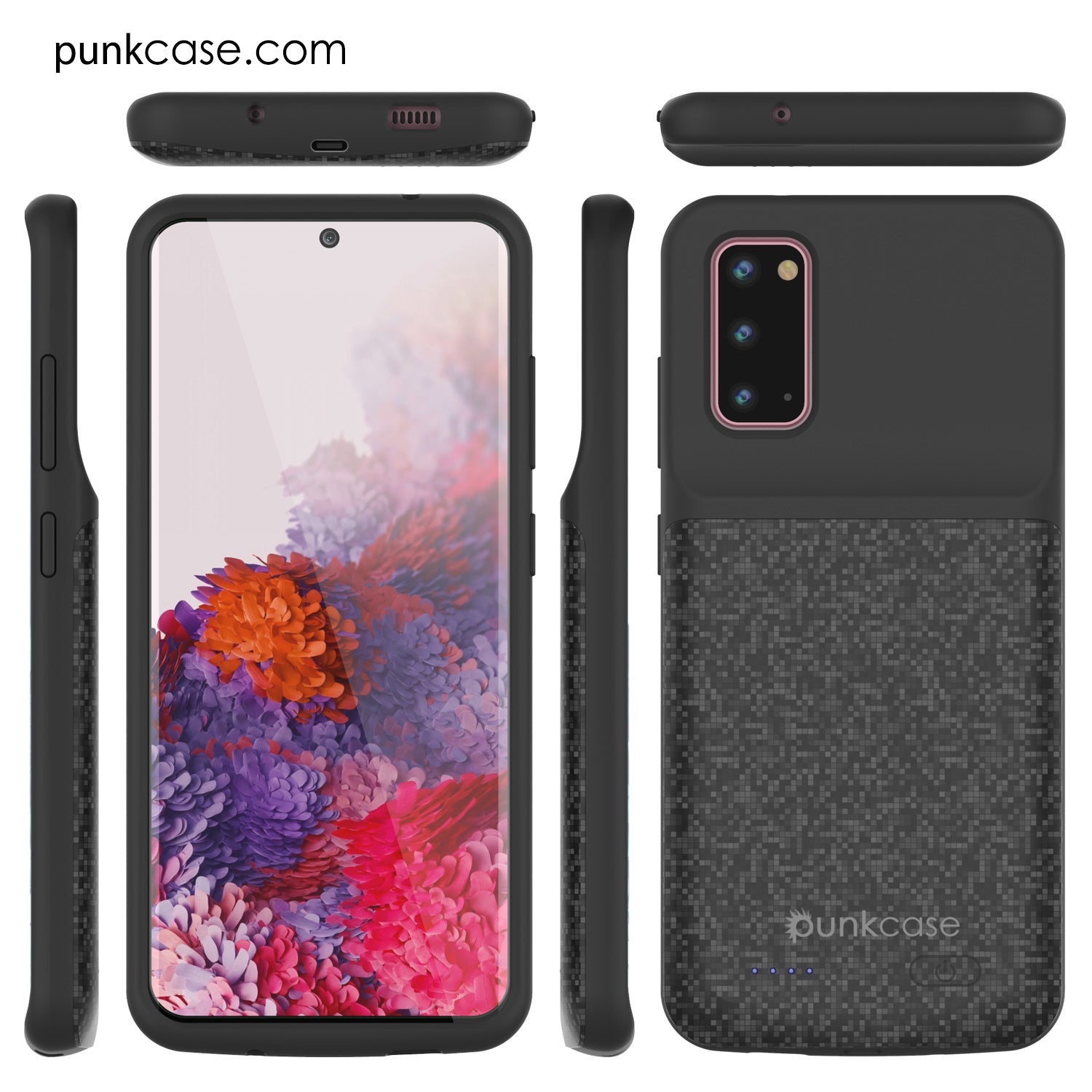 PunkJuice S20 Battery Case Patterned Black - Fast Charging Power Juice Bank with 4800mAh