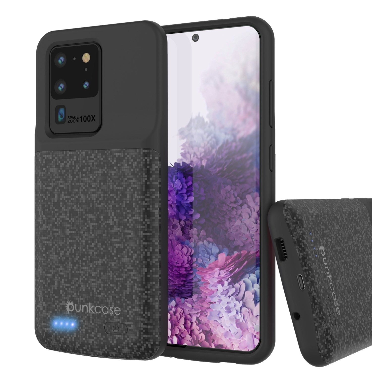 PunkJuice S20 Ultra Battery Case Patterned Black - Fast Charging Power Juice Bank with 6000mAh