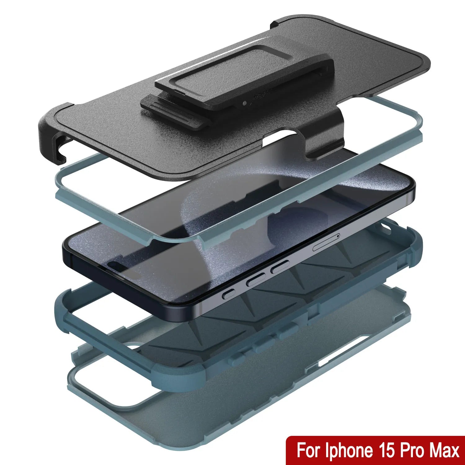 Punkcase for iPhone 15 Pro Max Belt Clip Multilayer Holster Case [Patron Series] [Mint]