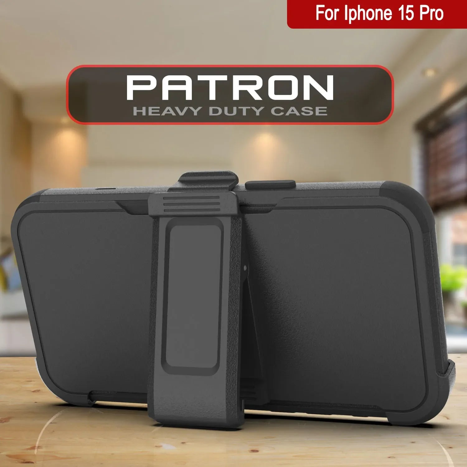 Punkcase for iPhone 15 Pro Belt Clip Multilayer Holster Case [Patron Series] [Black]
