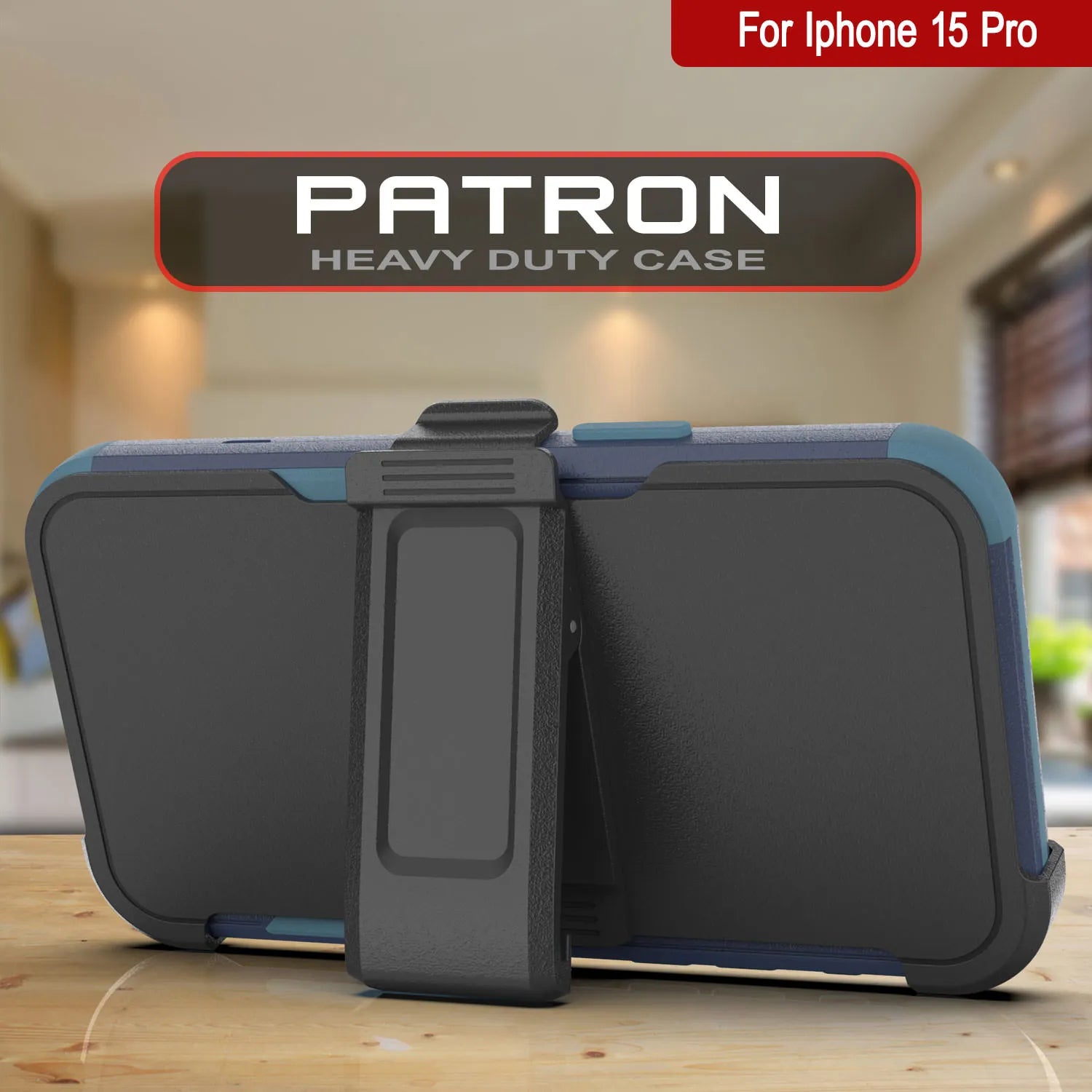 Punkcase for iPhone 15 Pro Belt Clip Multilayer Holster Case [Patron Series] [Navy Blue]