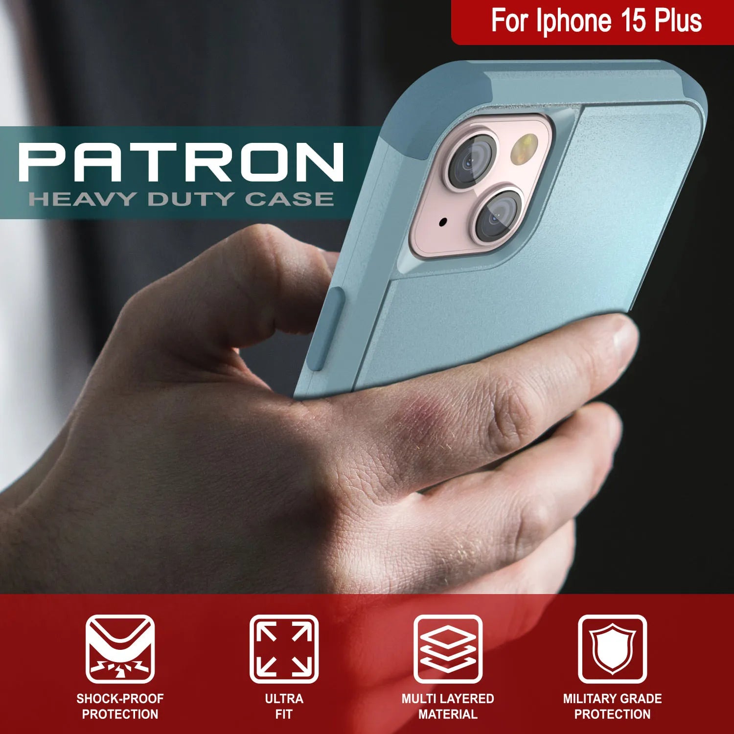 Punkcase for iPhone 15 Plus Belt Clip Multilayer Holster Case [Patron Series] [Mint]