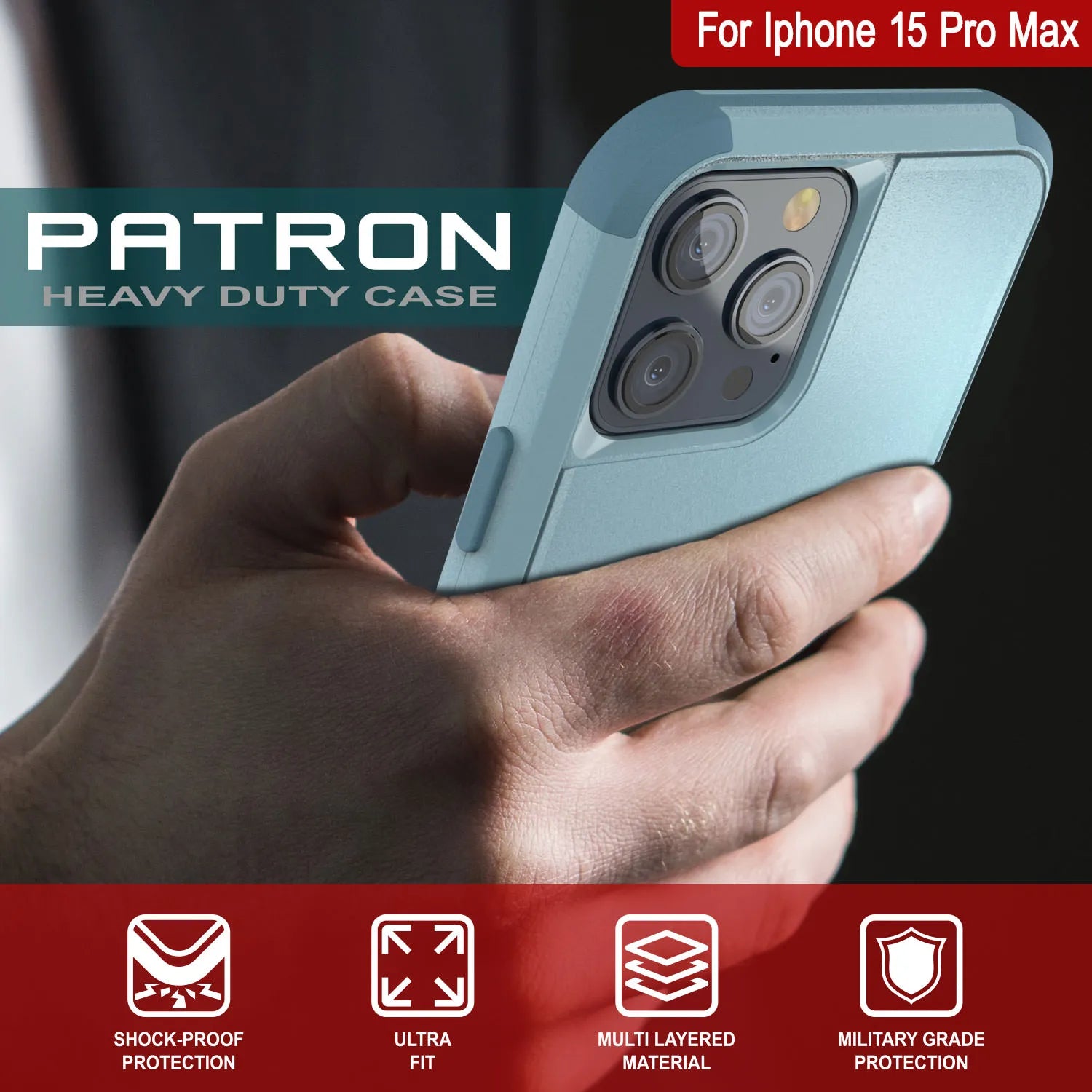Punkcase for iPhone 15 Pro Max Belt Clip Multilayer Holster Case [Patron Series] [Mint]