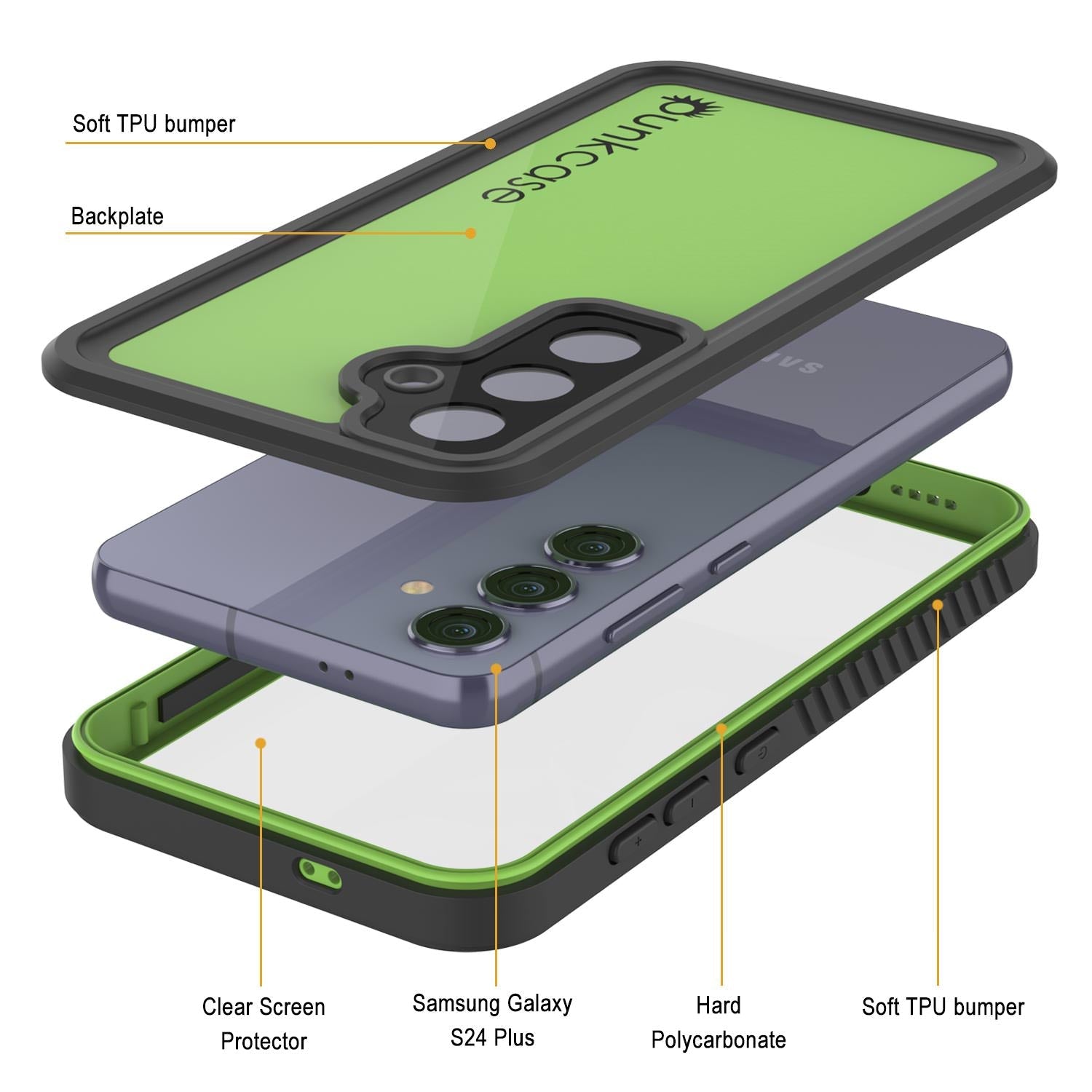 Galaxy S24+ Plus Waterproof Case PunkCase StudStar Light Green Thin 6.7ft Underwater IP68 ShockProof