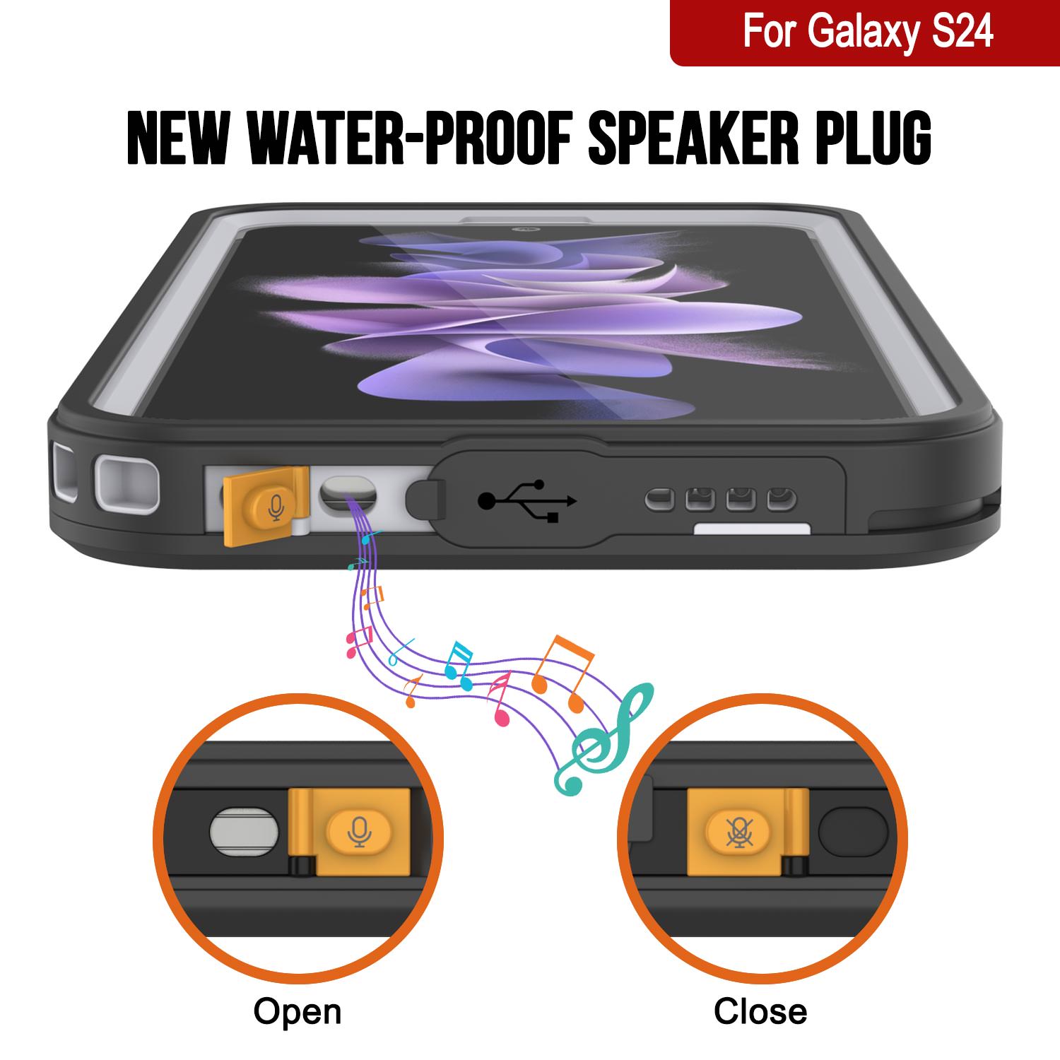 Galaxy S24 Waterproof Case, Punkcase StudStar White Thin 6.2ft Underwater IP68 Shock/Snow Proof