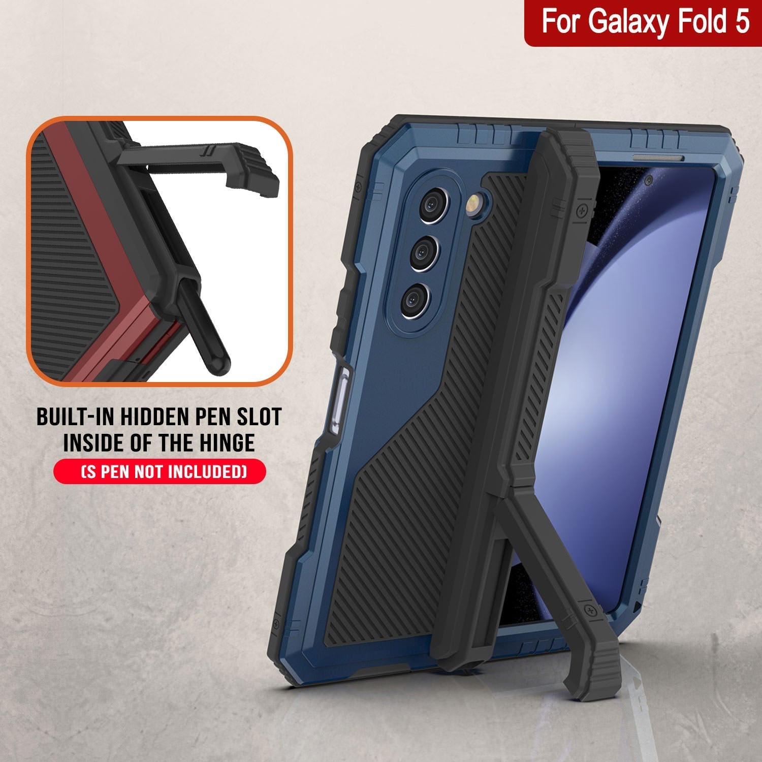 Galaxy Z Fold6 Metal Case, Heavy Duty Military Grade Armor Cover Full Body Hard [Blue]