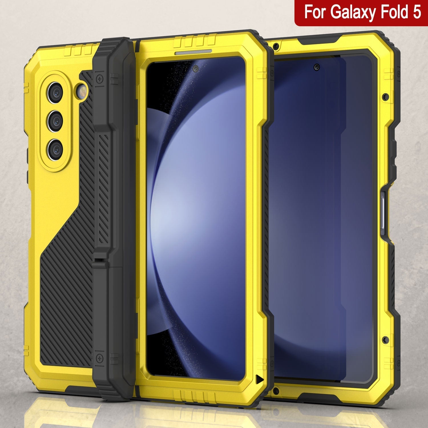 Galaxy Z Fold6 Metal Case, Heavy Duty Military Grade Armor Cover Full Body Hard [Neon]