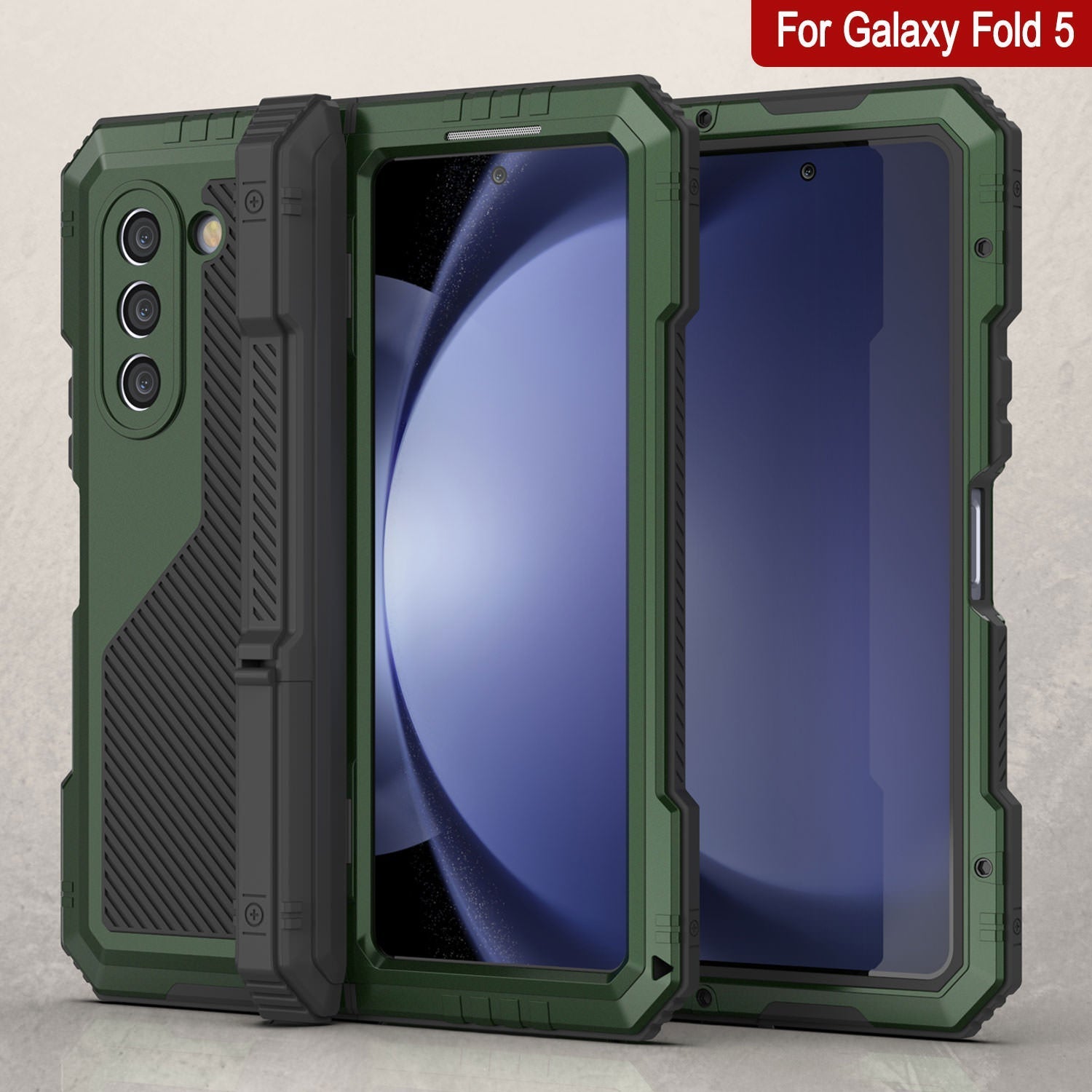 Galaxy Z Fold6 Metal Case, Heavy Duty Military Grade Armor Cover Full Body Hard [Dark Green]